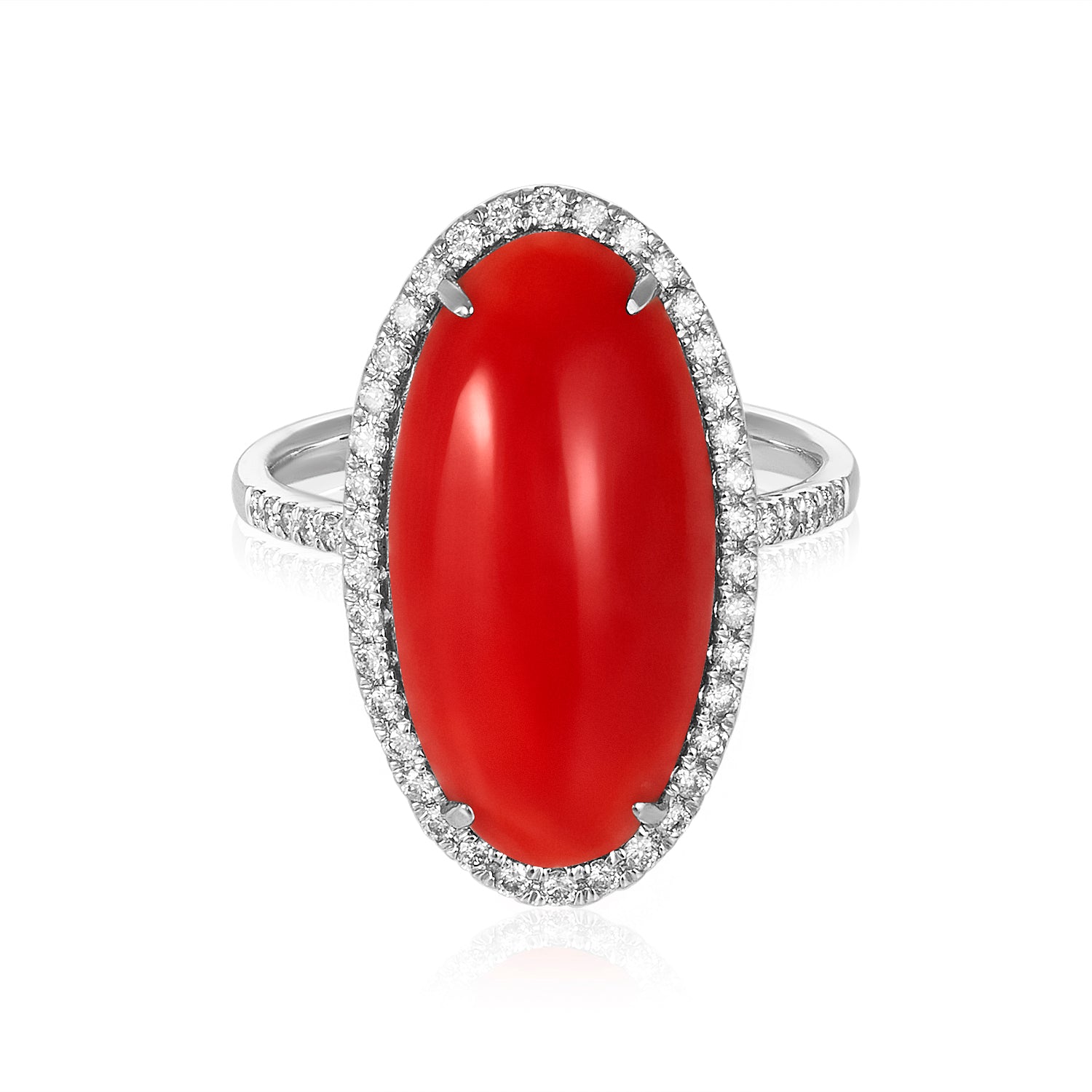 Italian Coral Diamond Ring ion 18K