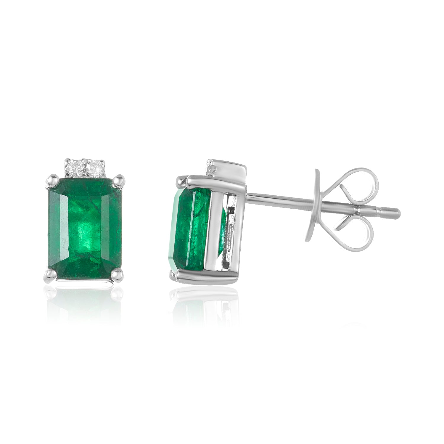 Petite Emerald Rectangular Earrings