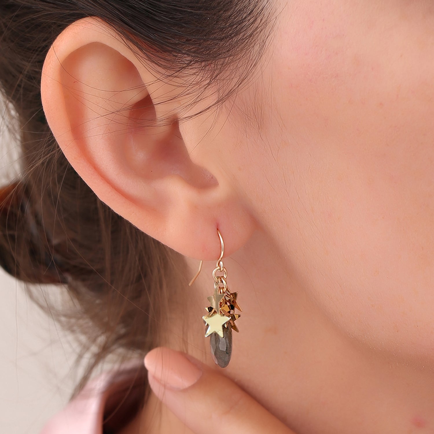 Gold Star Labradorite Earring