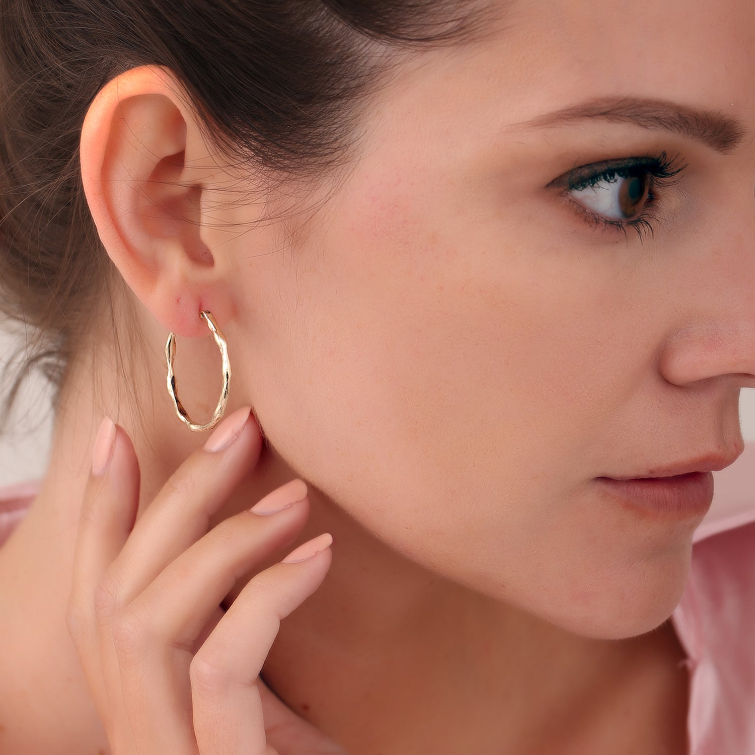 Bamboo Hoops-14k gold hoops