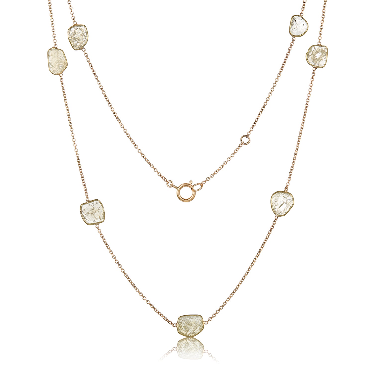 Slice Natural Diamond Station Necklace in 14k