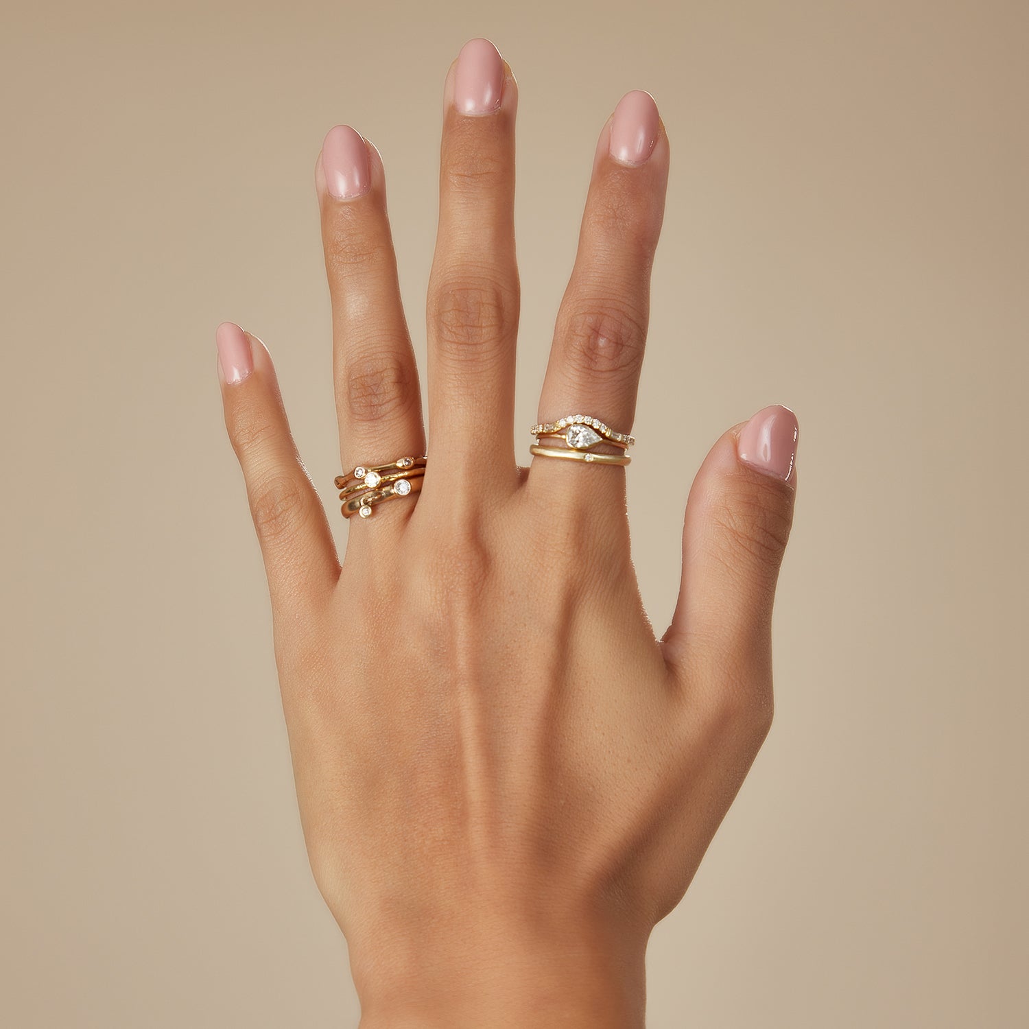 Wavy Diamond Gold Ring