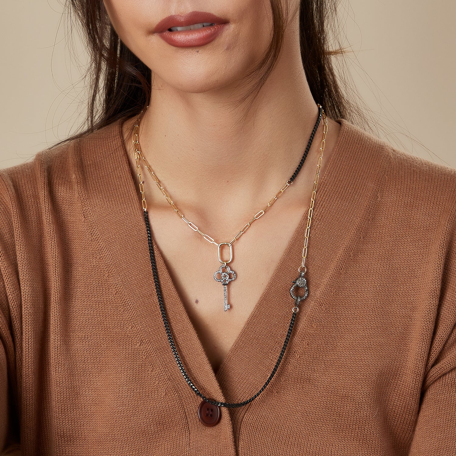Pave Diamond Key Necklace