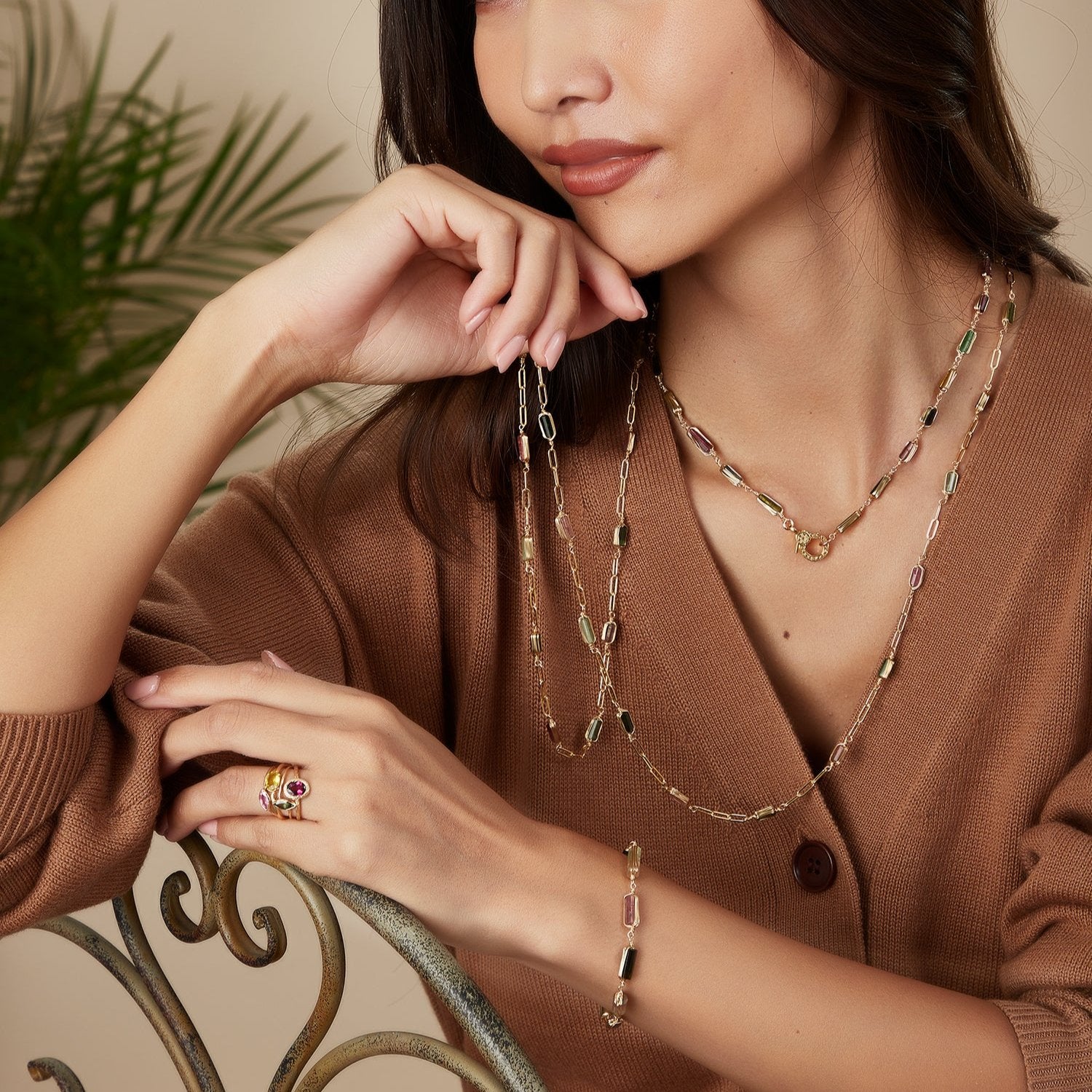Emma Tourmaline Diamond Lock Necklace
