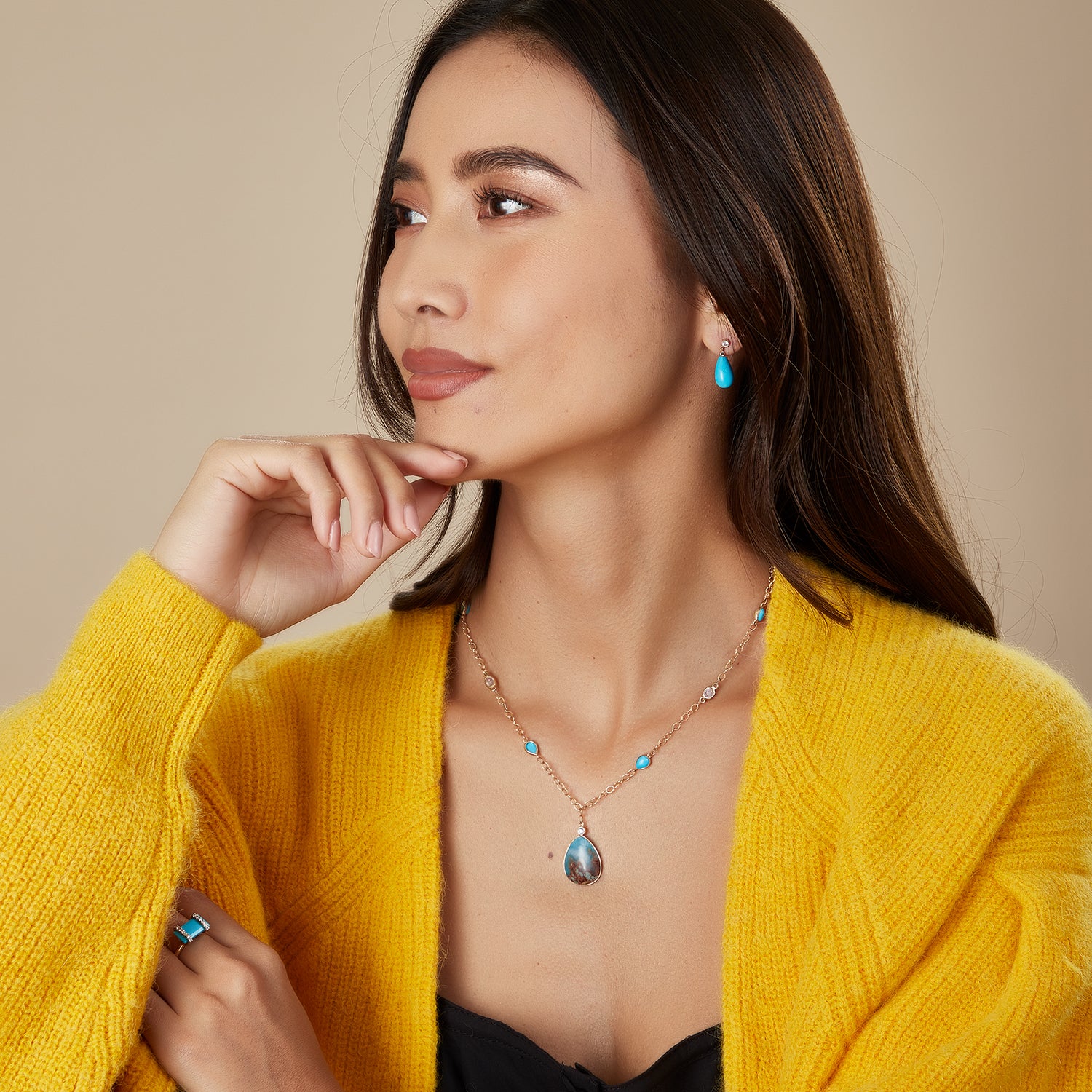 Arizona Turquoise Drop Earrings In 14K