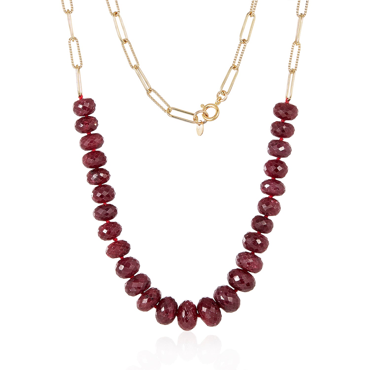 Ruby Beads Paperclip Necklaces
