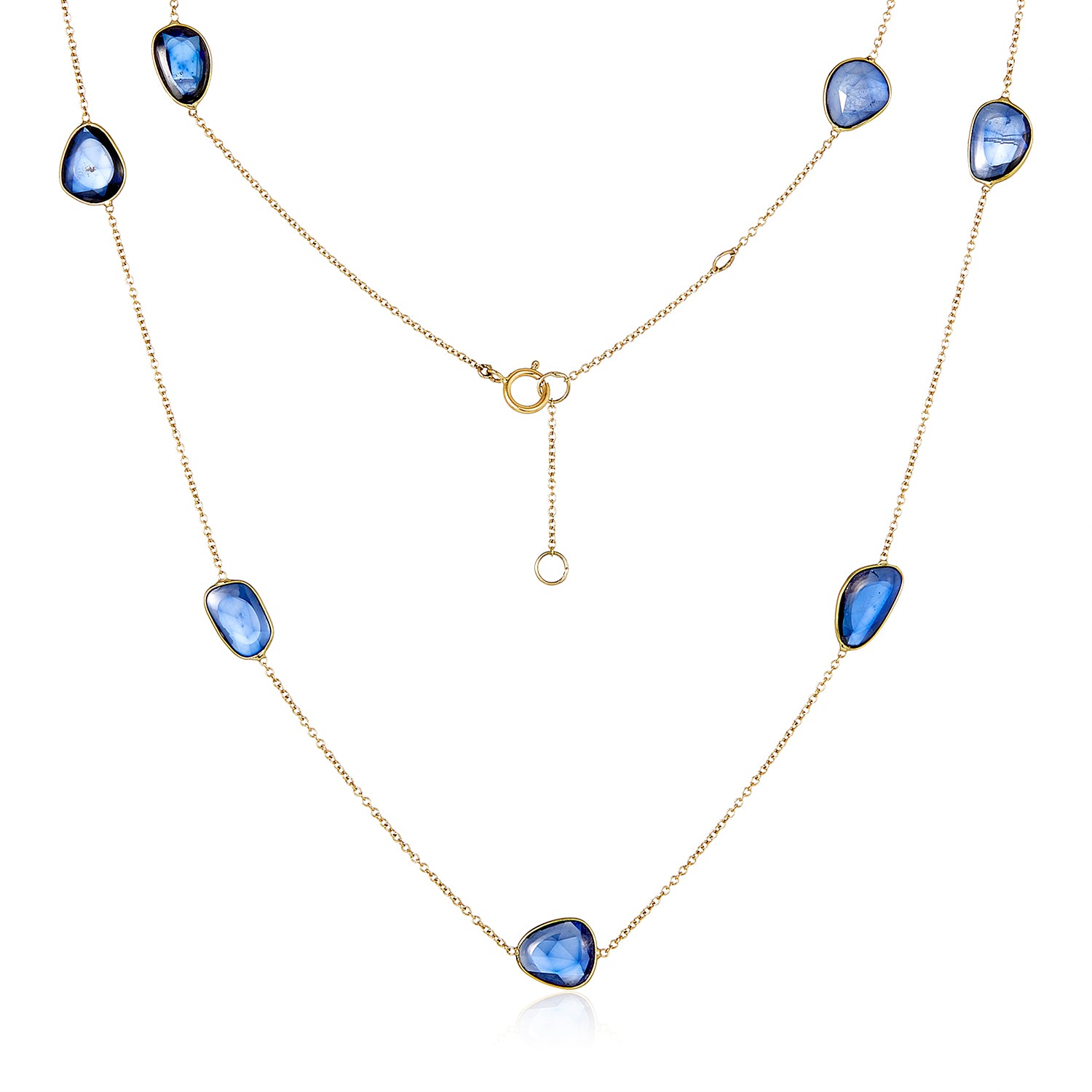 Sapphire Bezel Section Necklace