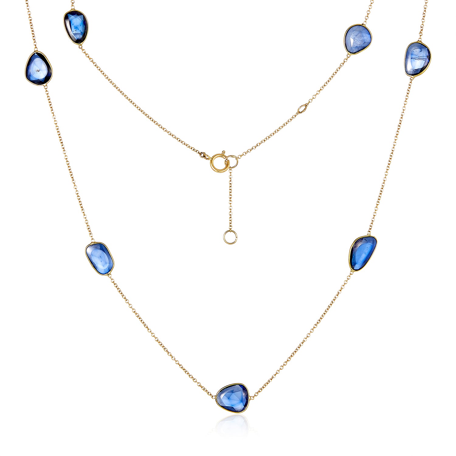 Sapphire Bezel Section Necklace-18k