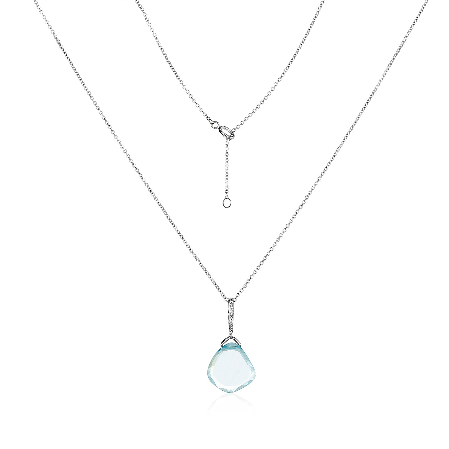 Slice Blue Topaz Diamond Bar Necklace