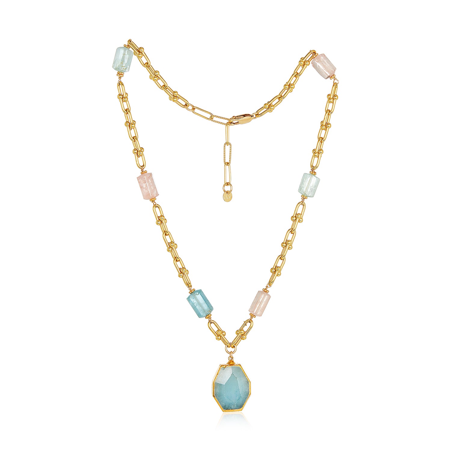 Emma Rainbow Aquamarine Necklace With Pendant