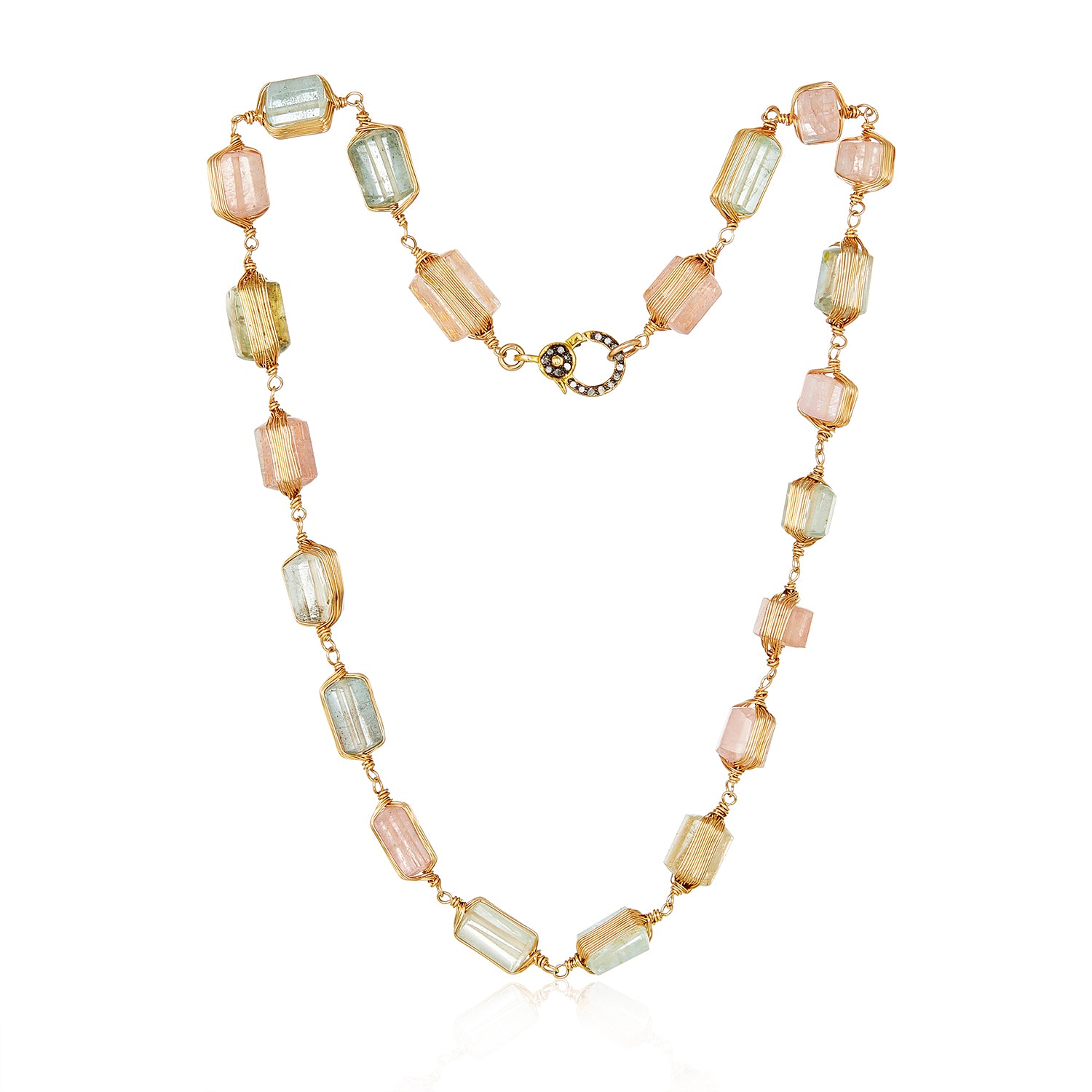 Emma Rainbow Aquamarine Diamond Lock Necklace