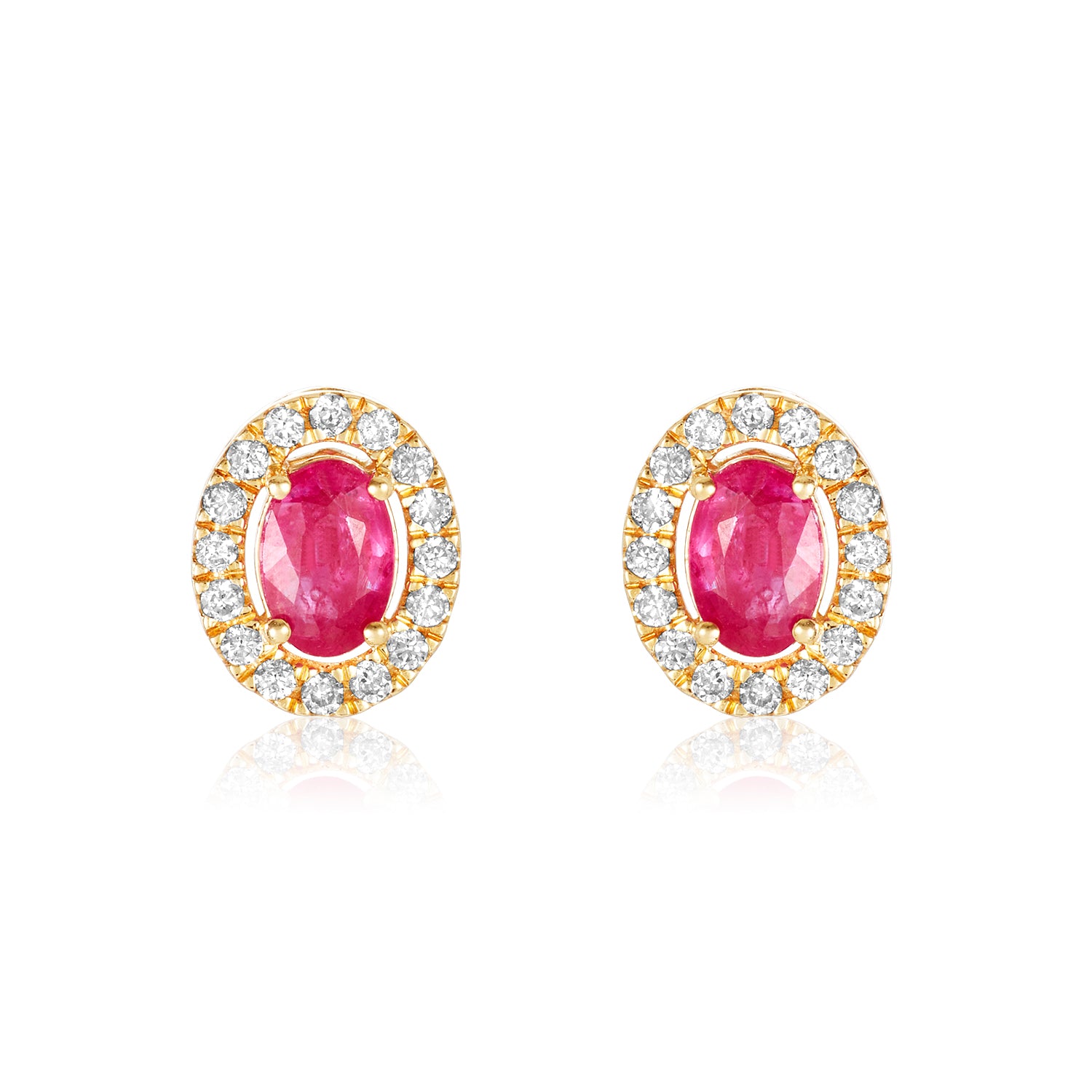 Pink Sapphire Diamond Halo Studs