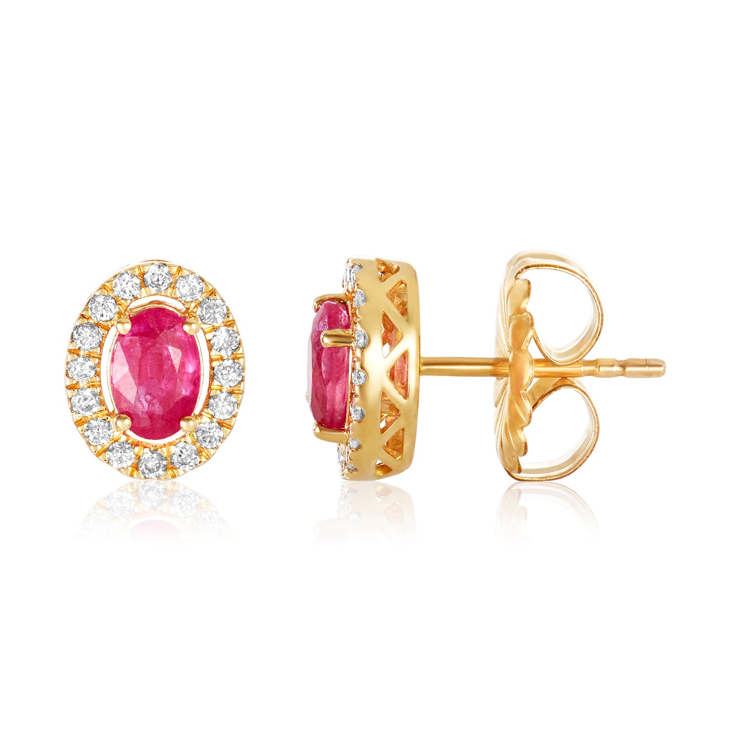 Pink Sapphire Diamond Halo Studs