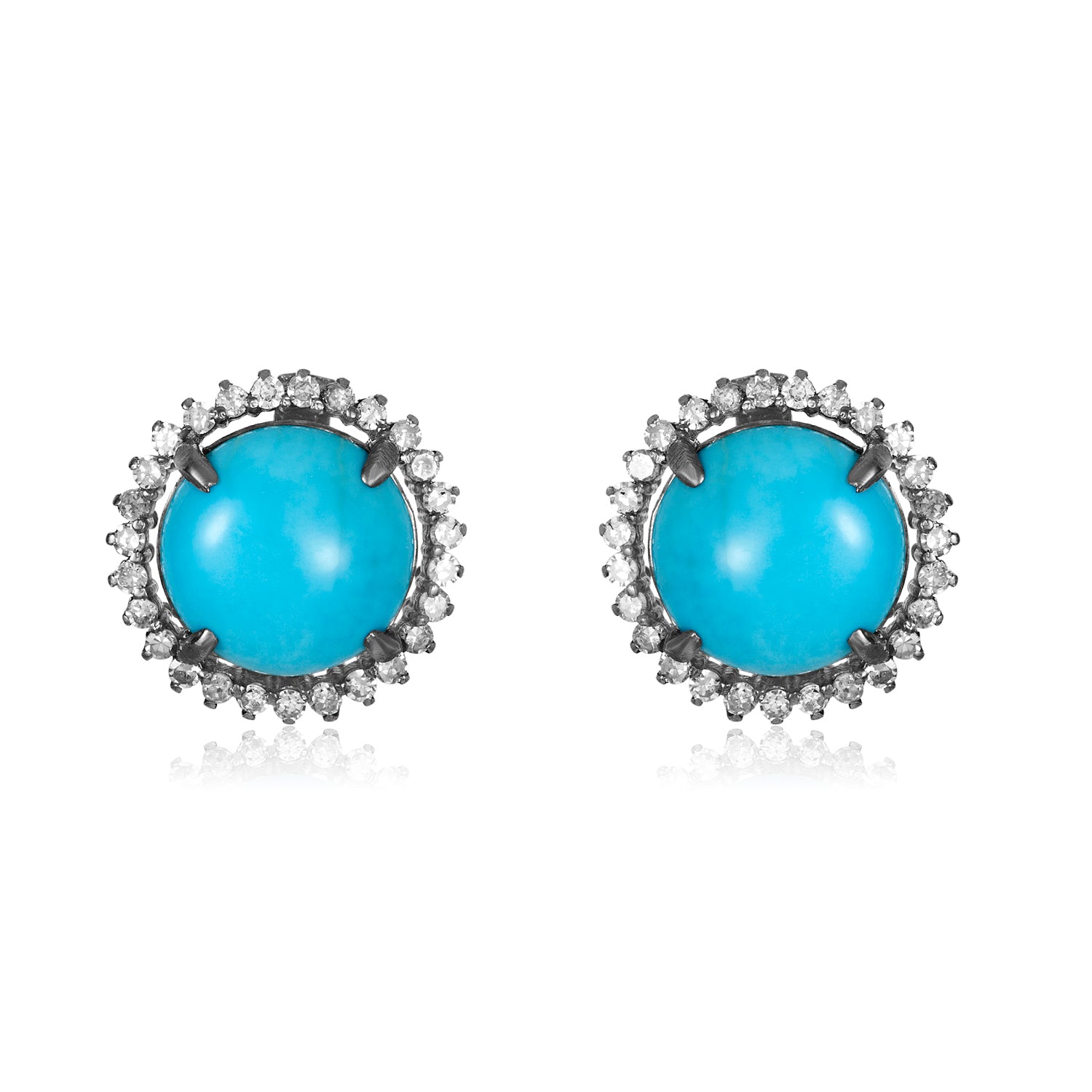 Sleeping Beauty Diamond Silver Studs