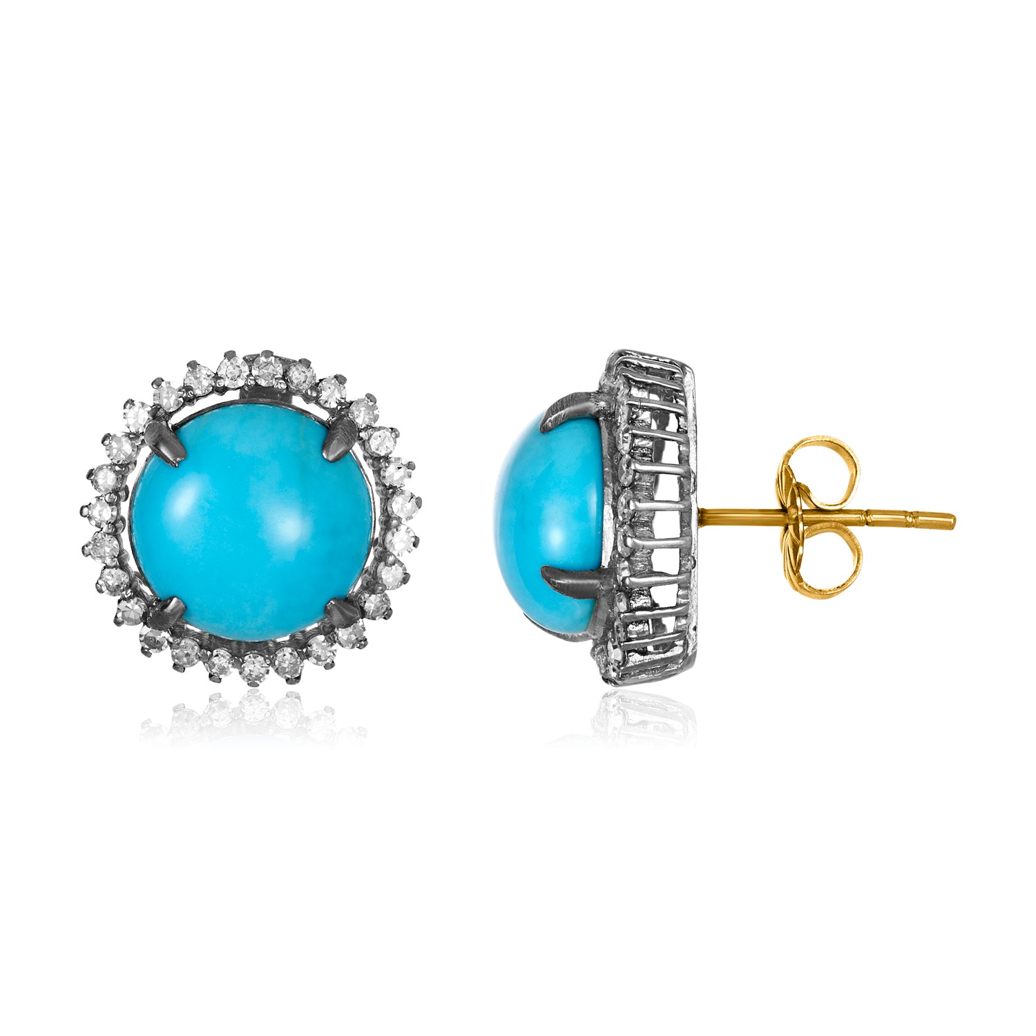 Sleeping Beauty Diamond Silver Studs