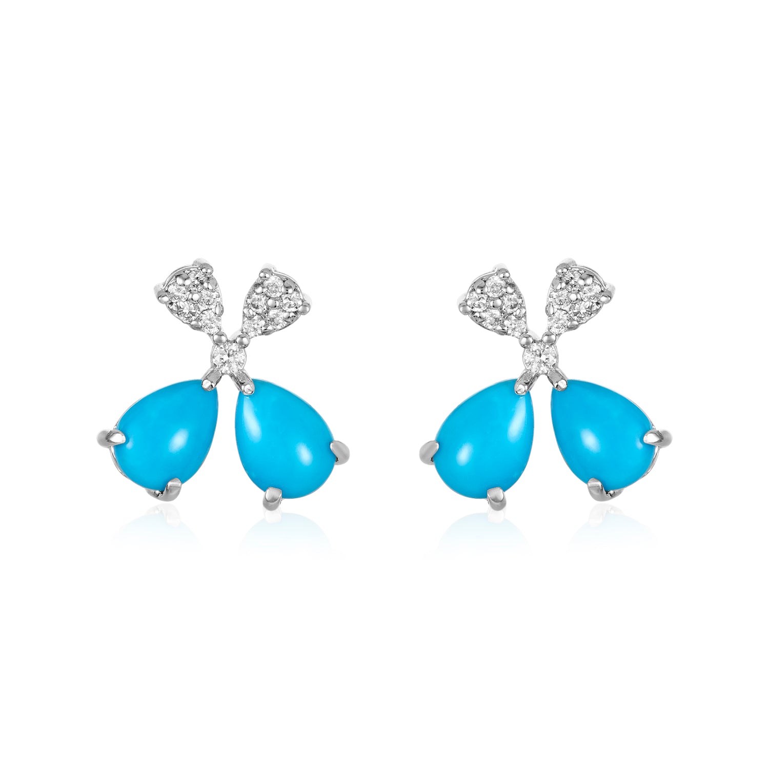 Turquoise Crossover Diamond Studs  in 18k