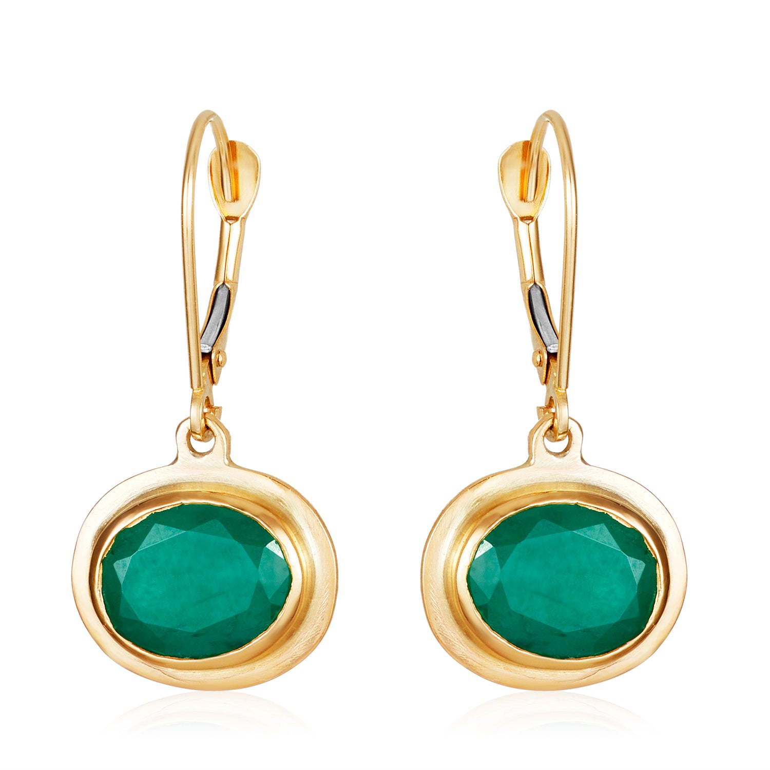 Oval Emerald Drop Earrings