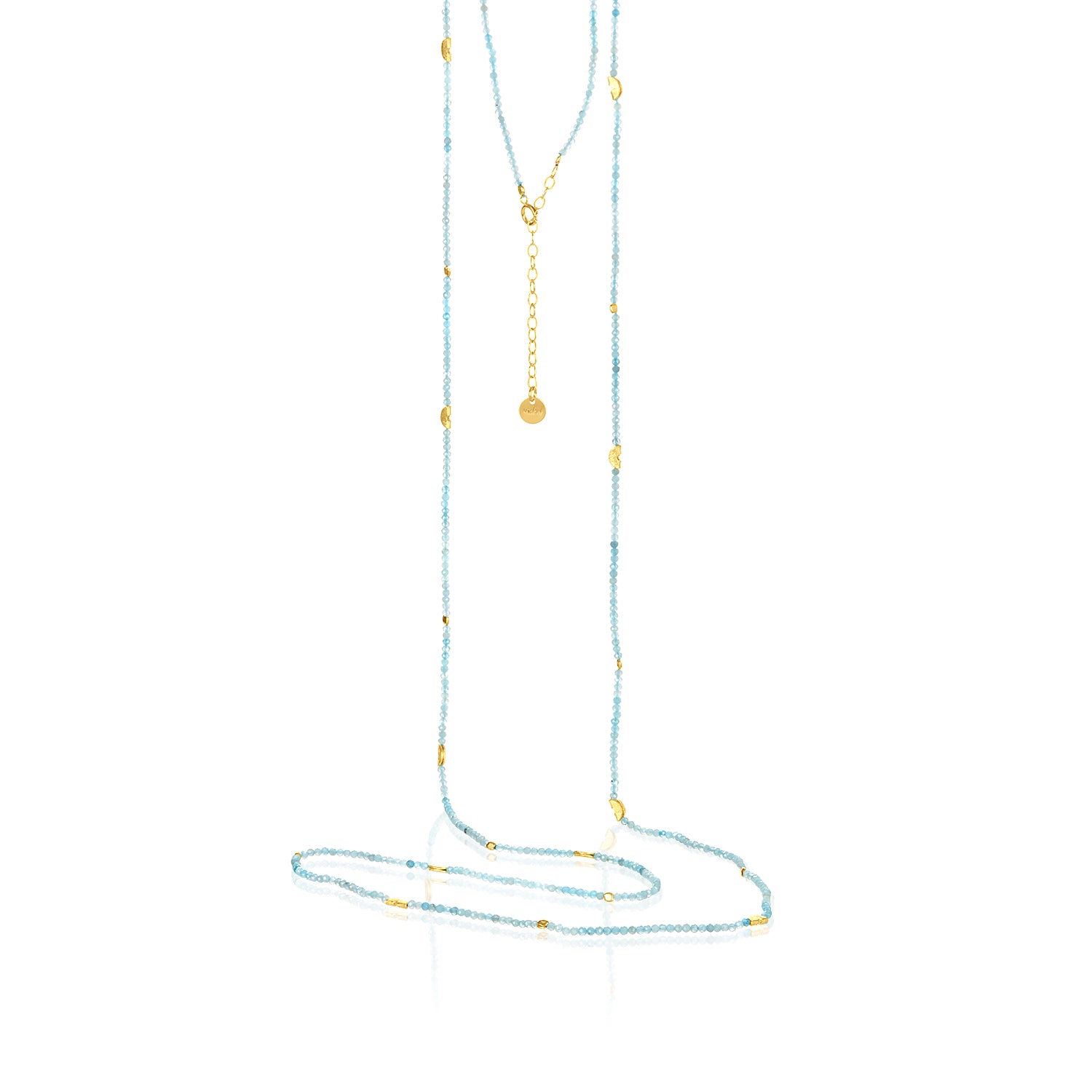 Half Moon Long Strand Necklace - Aquamarine