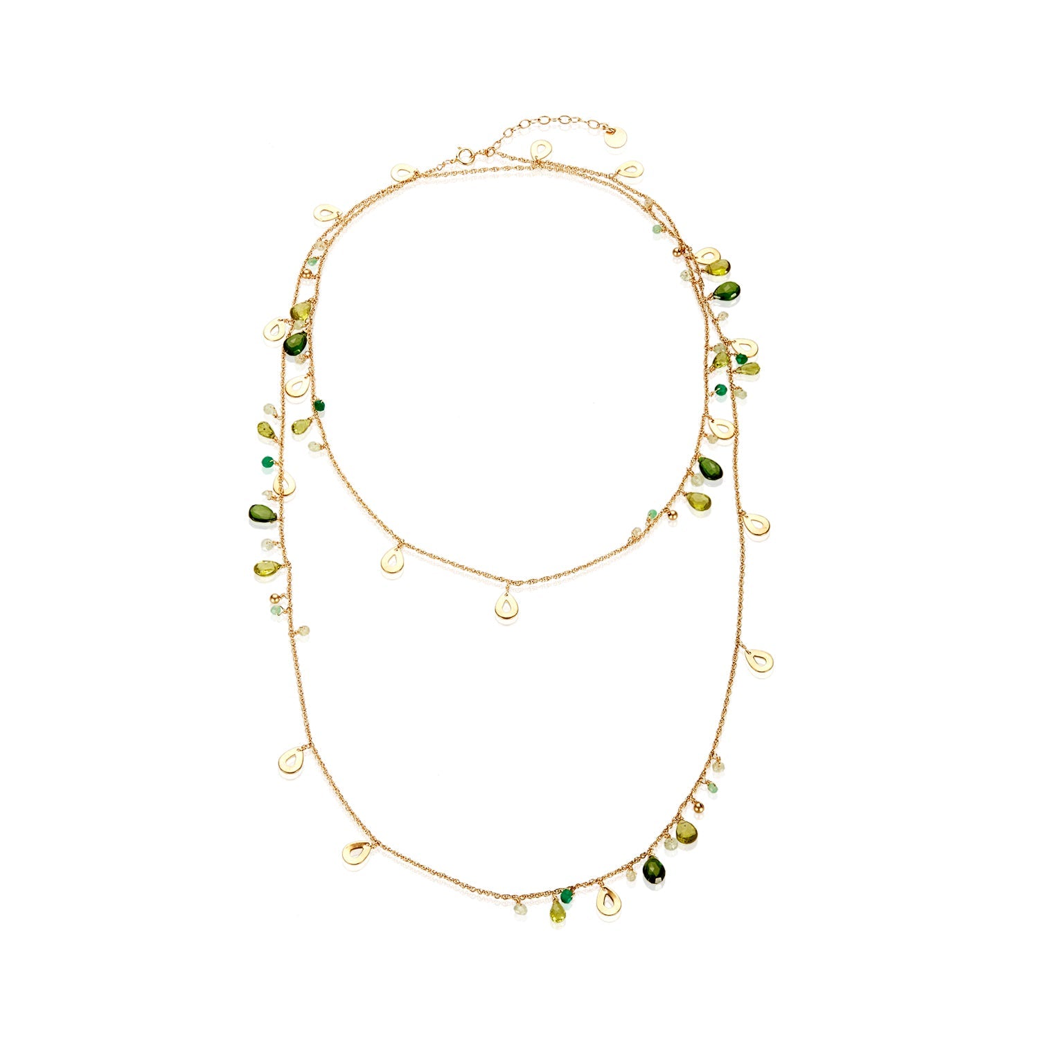 14k Gold Long Mixed Gem Necklace