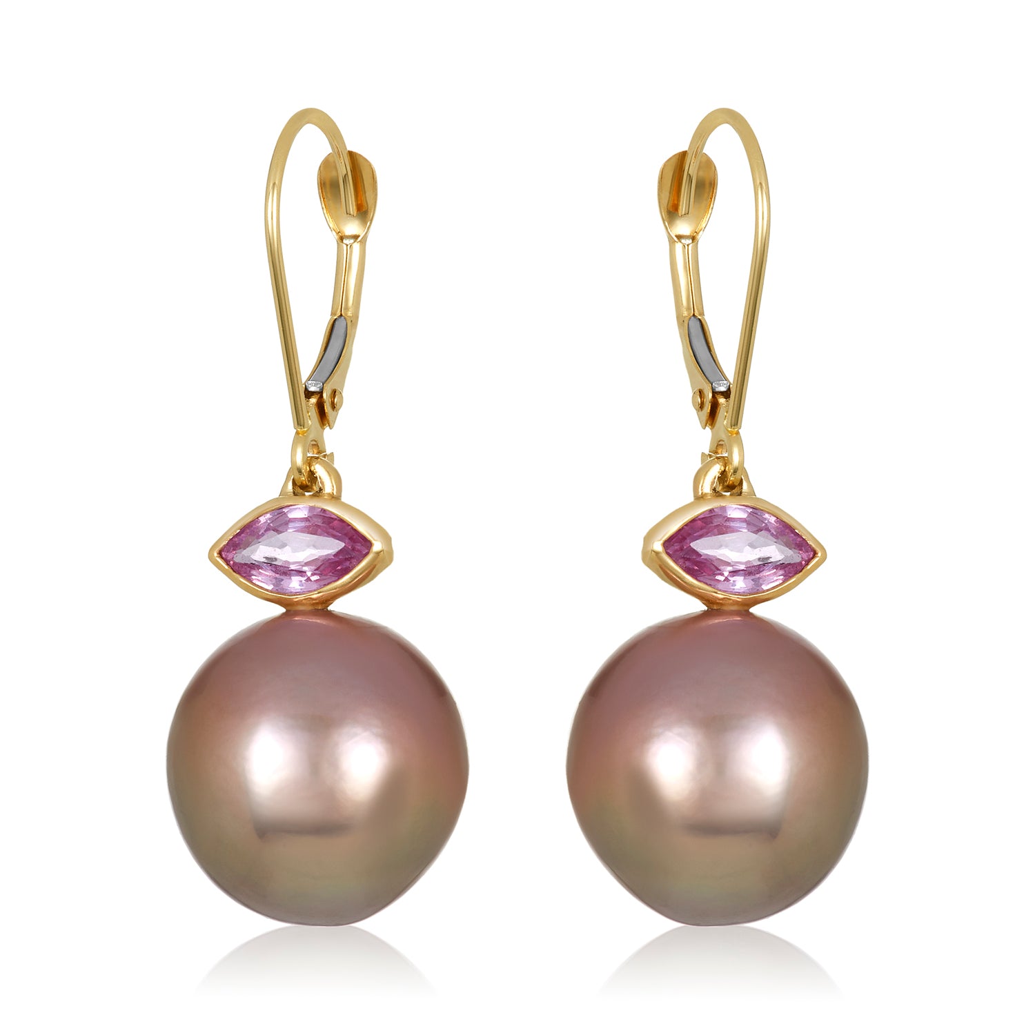 See Me In Pink Pearl Earrings in 14k