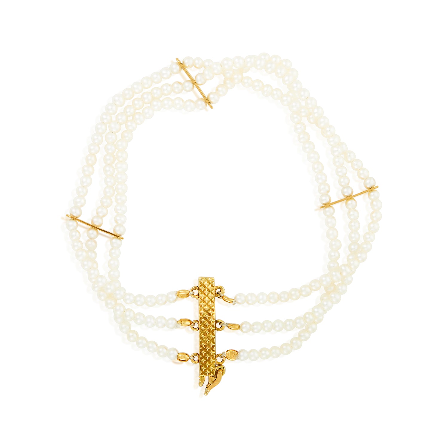 Gloria Multistrand Golden Bar Pearl Bracelet