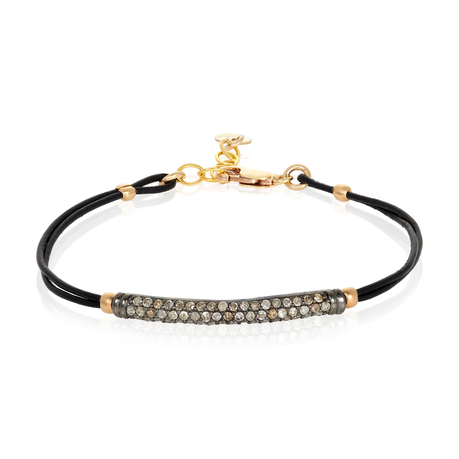 Pave Diamond Bar Leather Bracelet