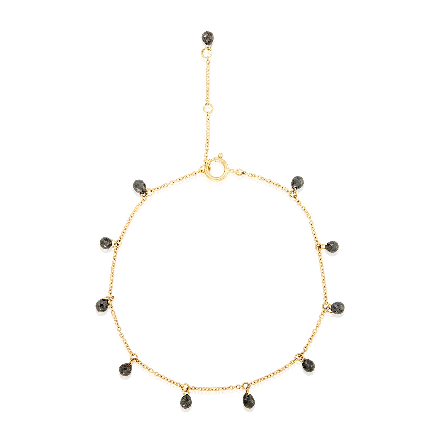 Black Diamond Teardrop Bracelet in 14k Gold