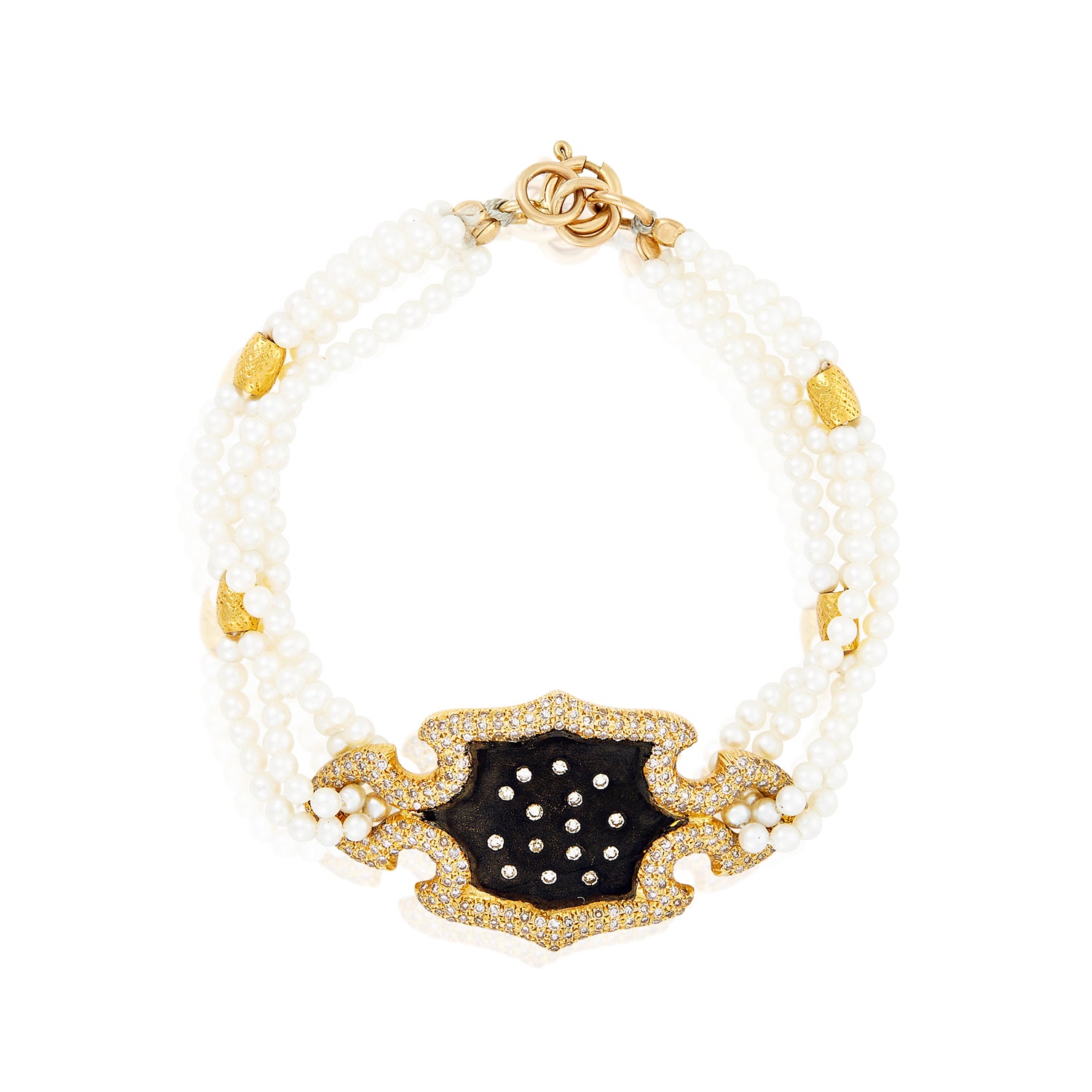 Gloria Multistrand Pearls Shield Bracelet