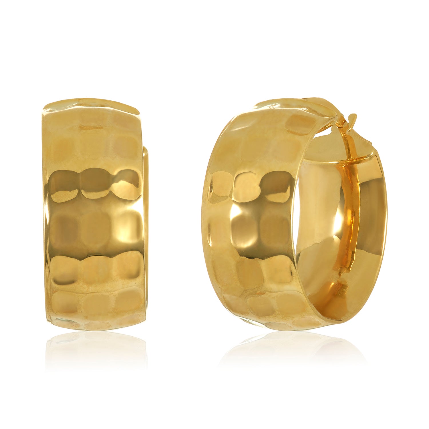 Honeycomb Wide Hoops Earrings in 14k