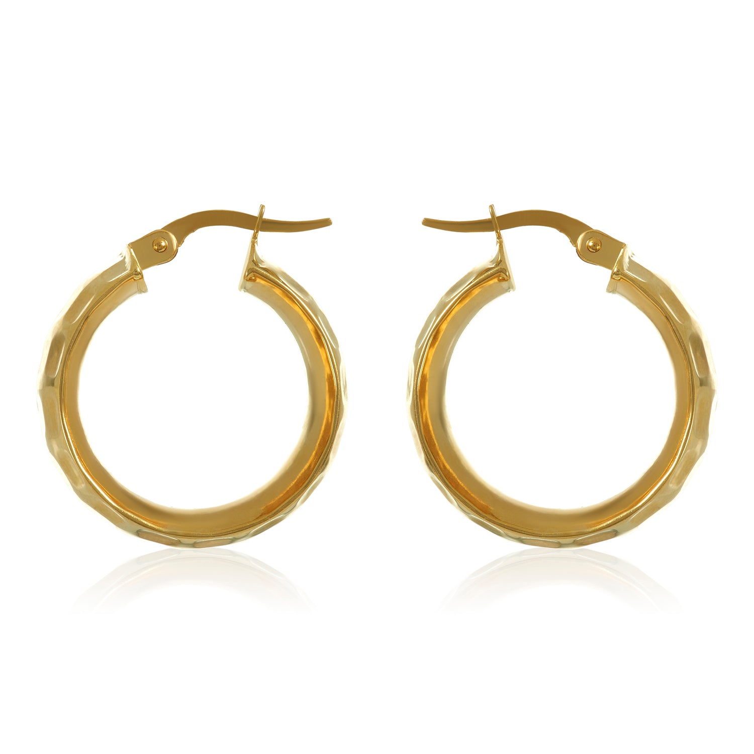 Honeycomb Wide Hoops Earrings in 14k