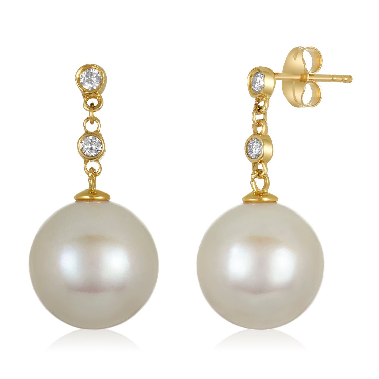 Diamond Post With Pearl Drop Earrings