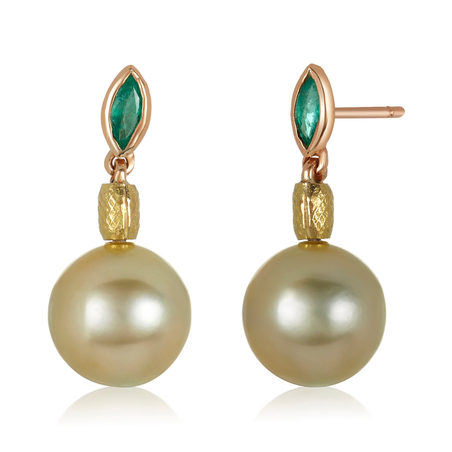 Marquise Emerald Pearl Drop Earrings