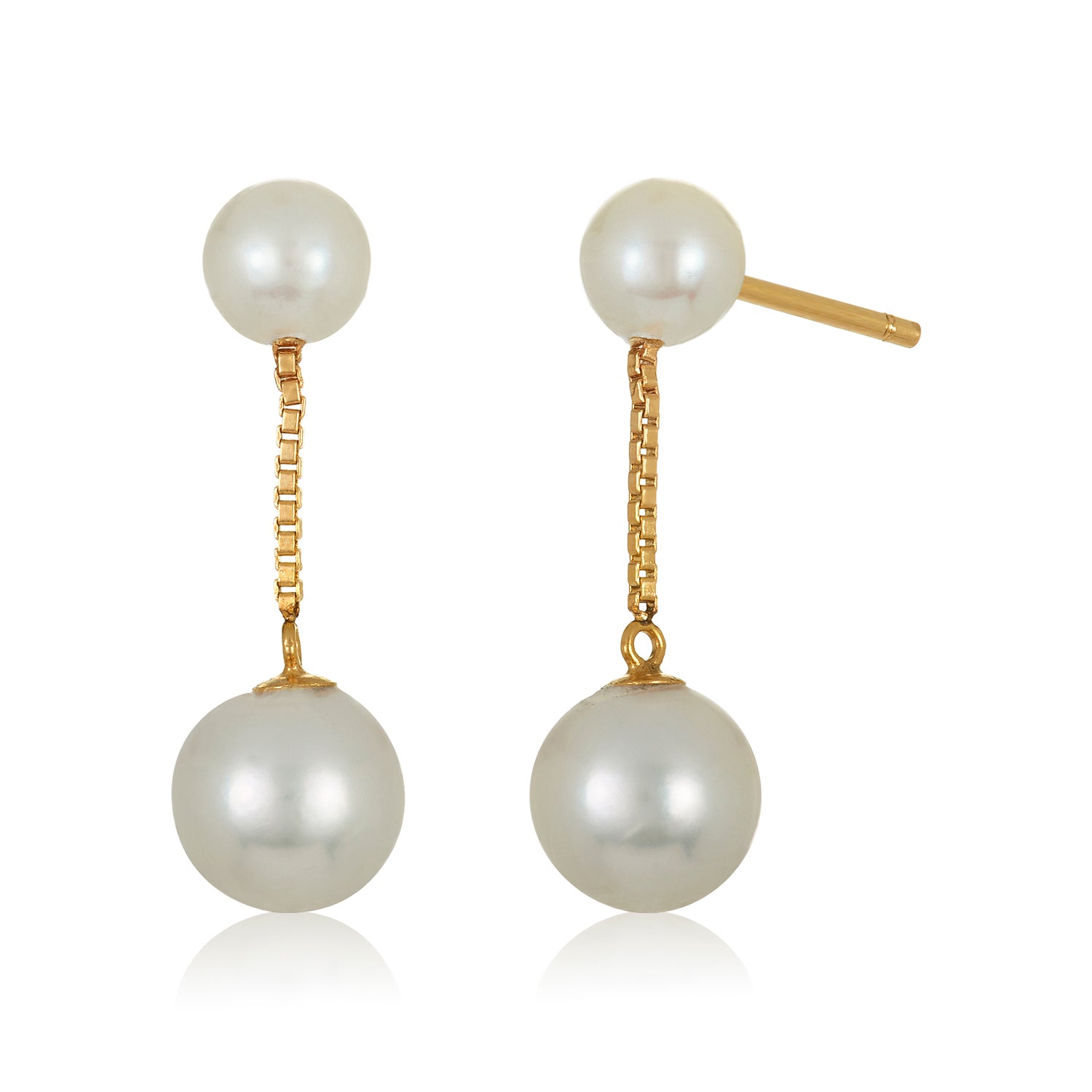 Double Take Pearl Drop Earrings in 14k Gold