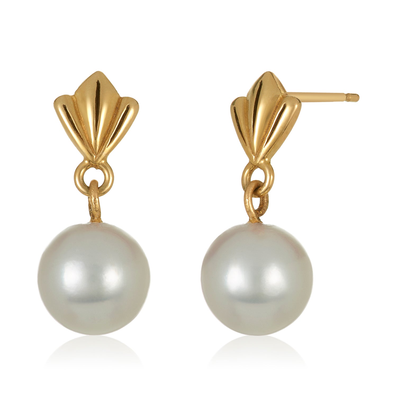 Lily Flower Pearl earrings in 14k