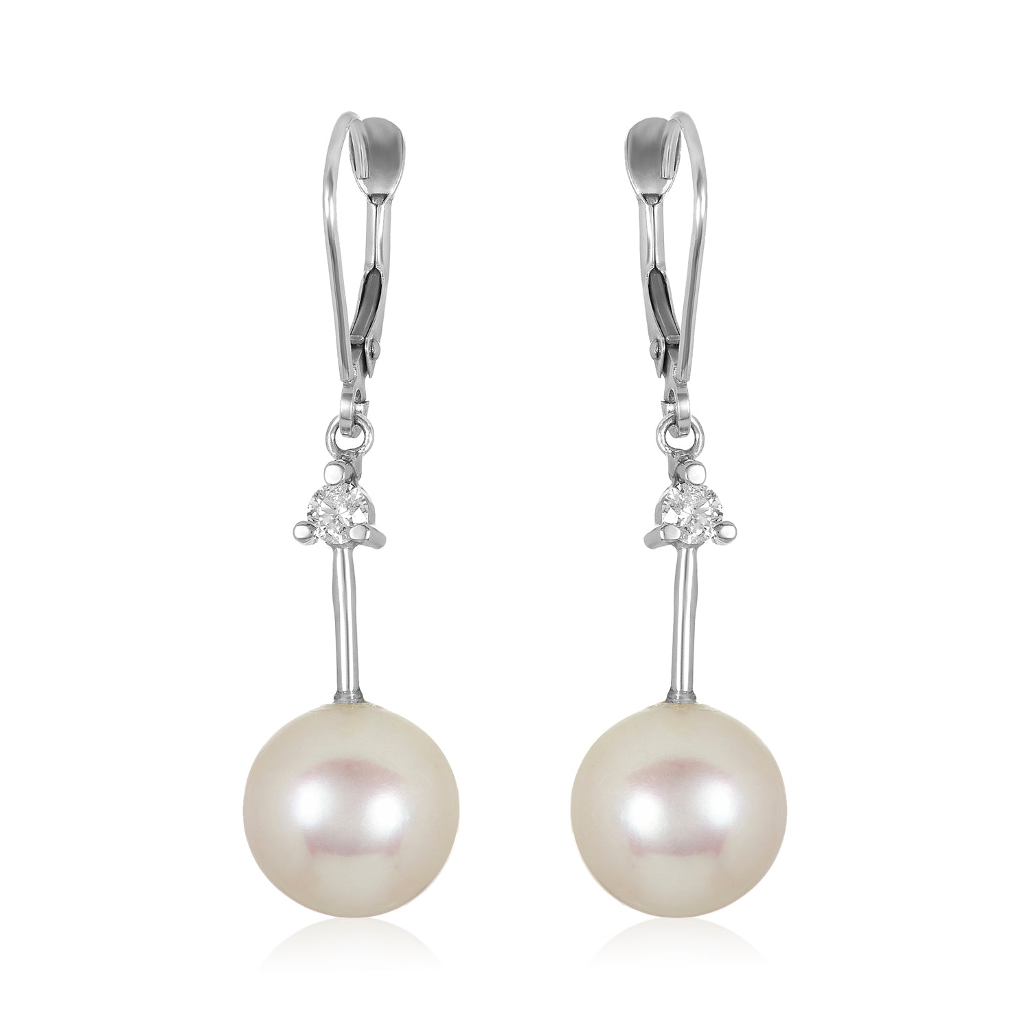 Pearl Dangle Earrings In 14k White Gold