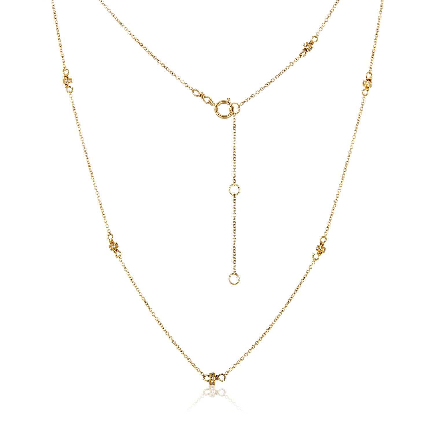 Diamond Barrel Section Necklace in 18k