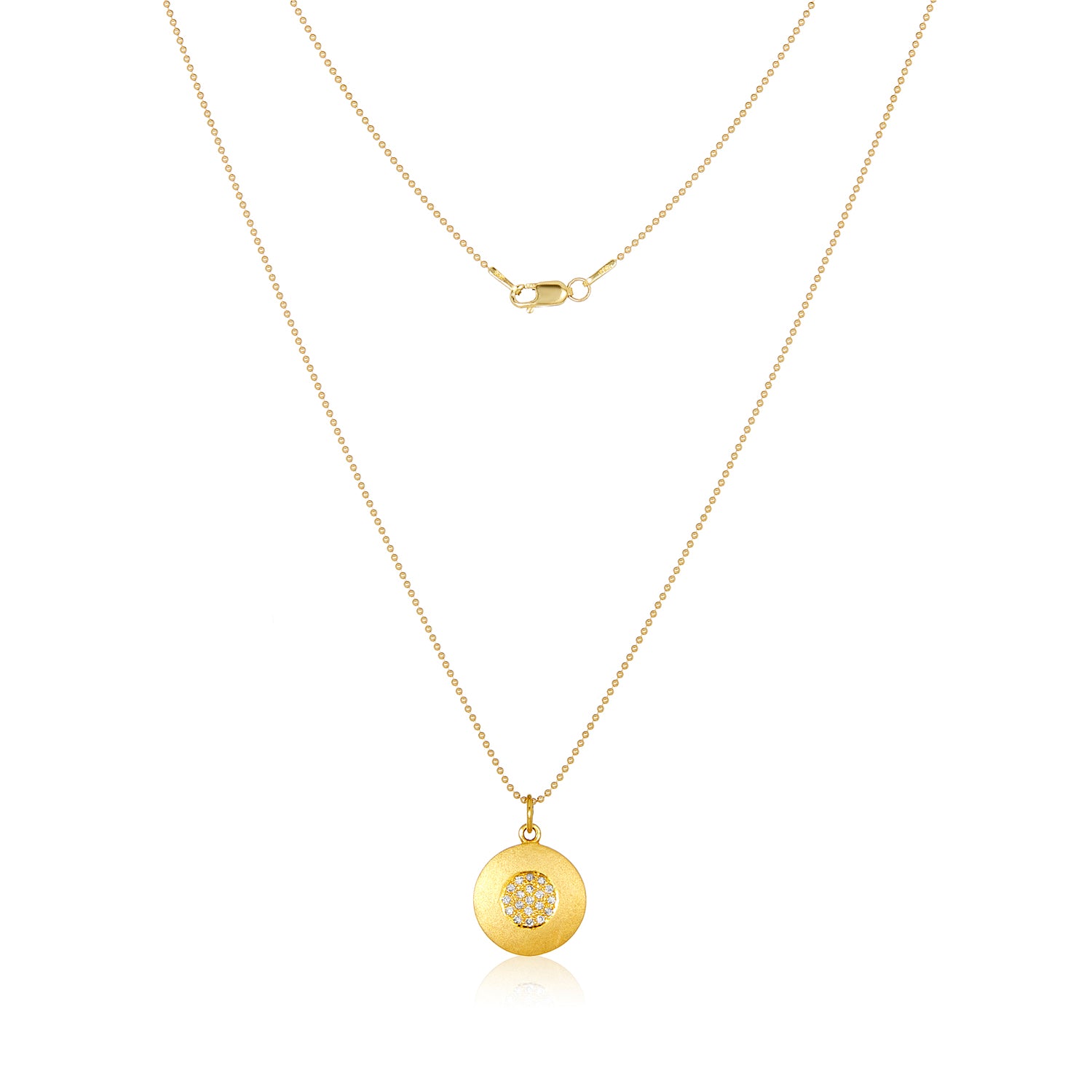 Diamond Target Pendant Gold Necklace in 14k