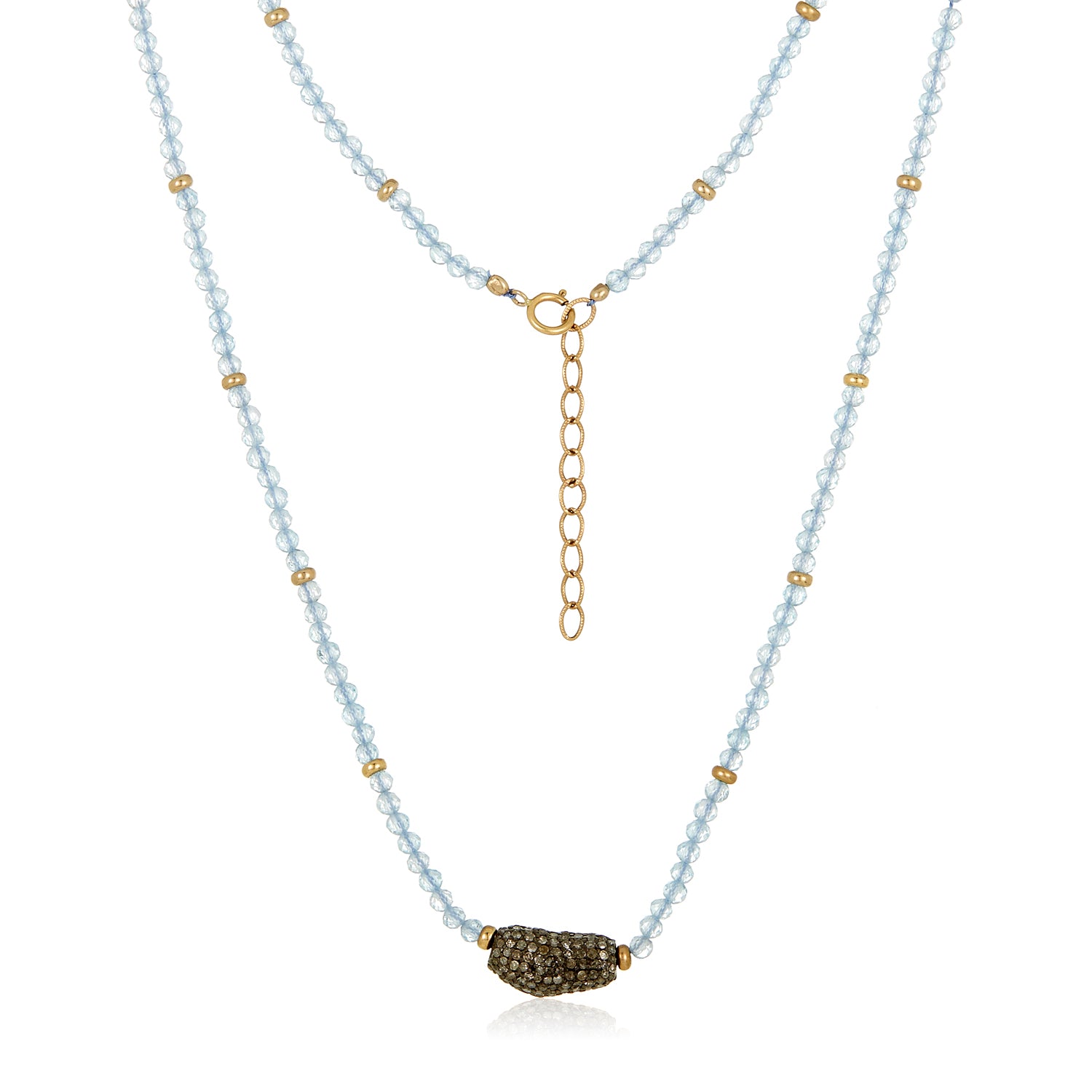 Aqua Pavé Bean Diamond Necklace