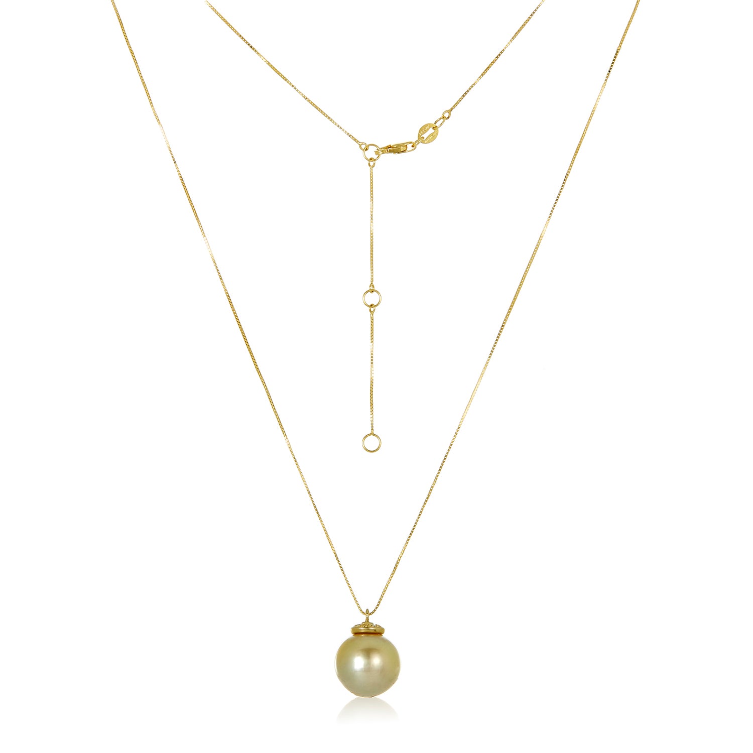 Yellow South Sea Pearl Pendant Necklace in 14k