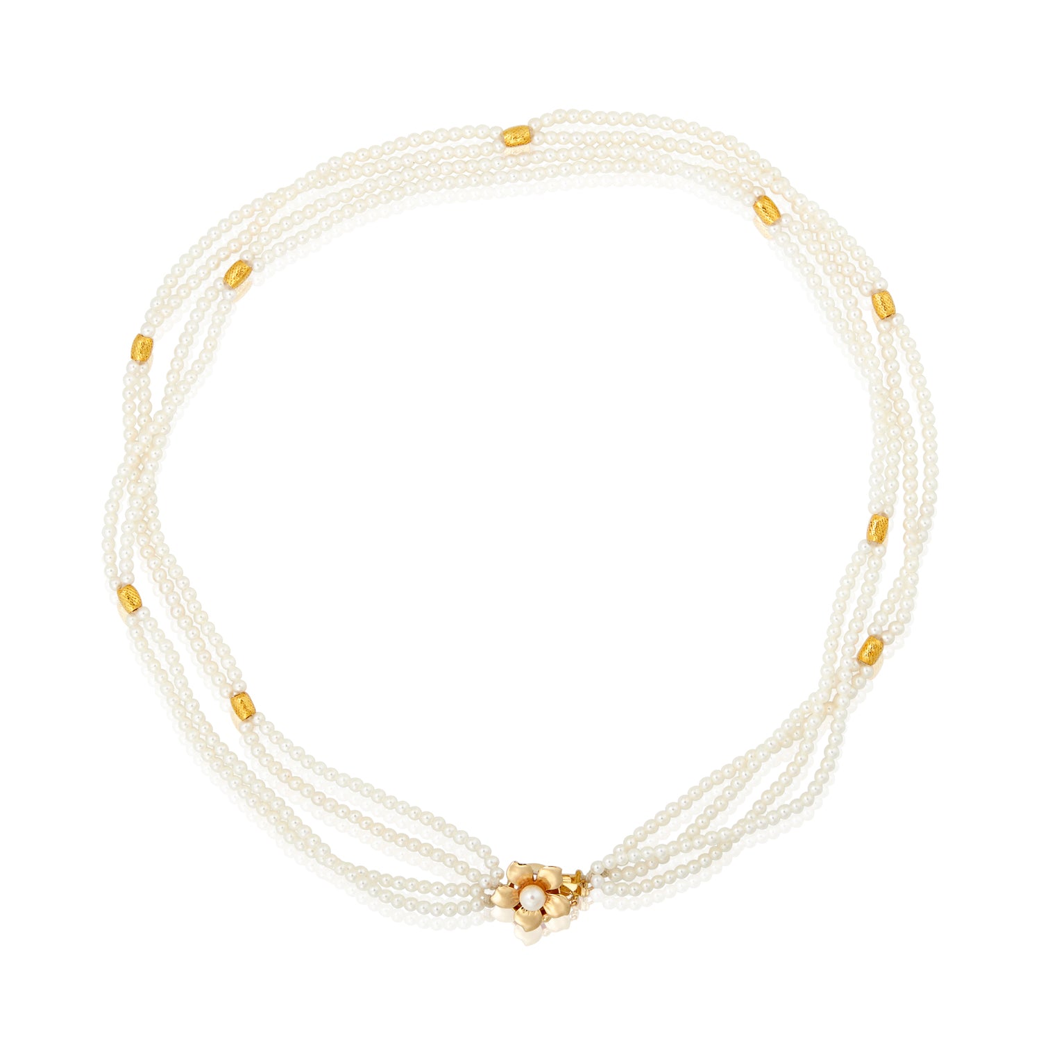 Gloria Multistrand Pearls Necklace in 14k