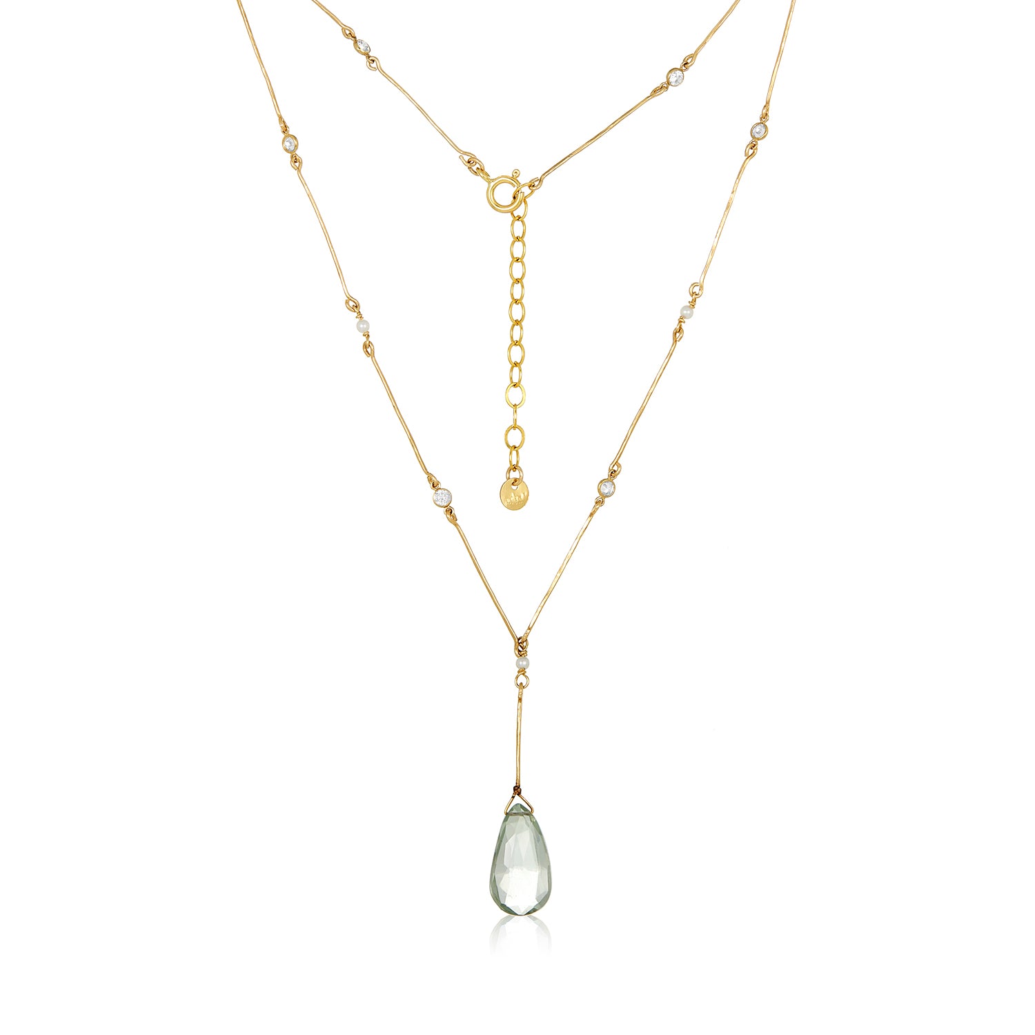 Amethyst Lariat CZ Pearl Necklace