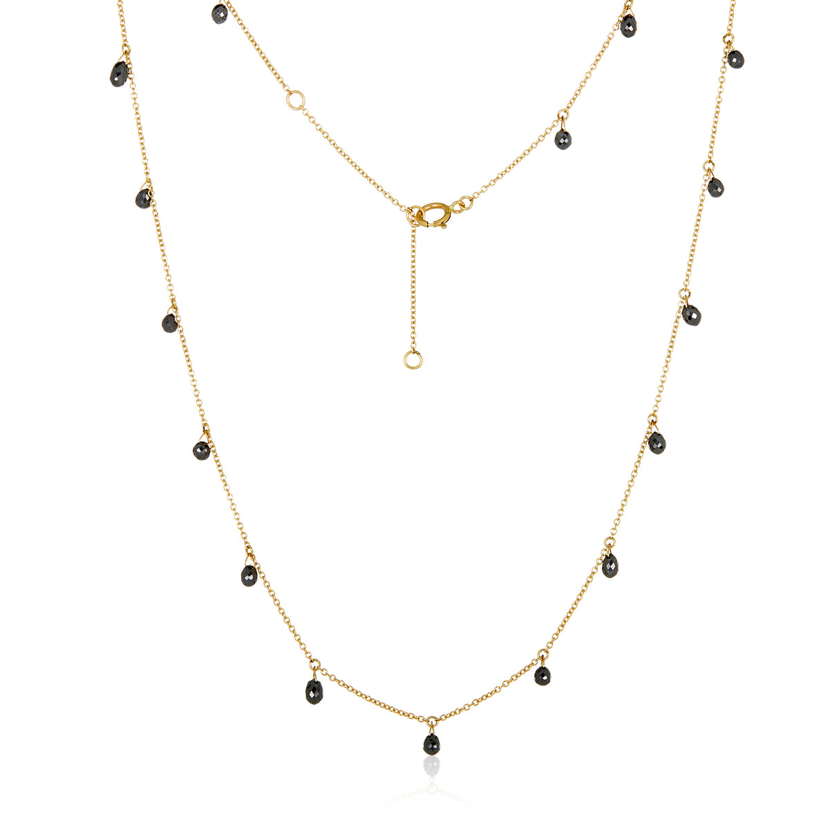 Black Diamond Dangle Section Necklace in 14k | Mabel Chong