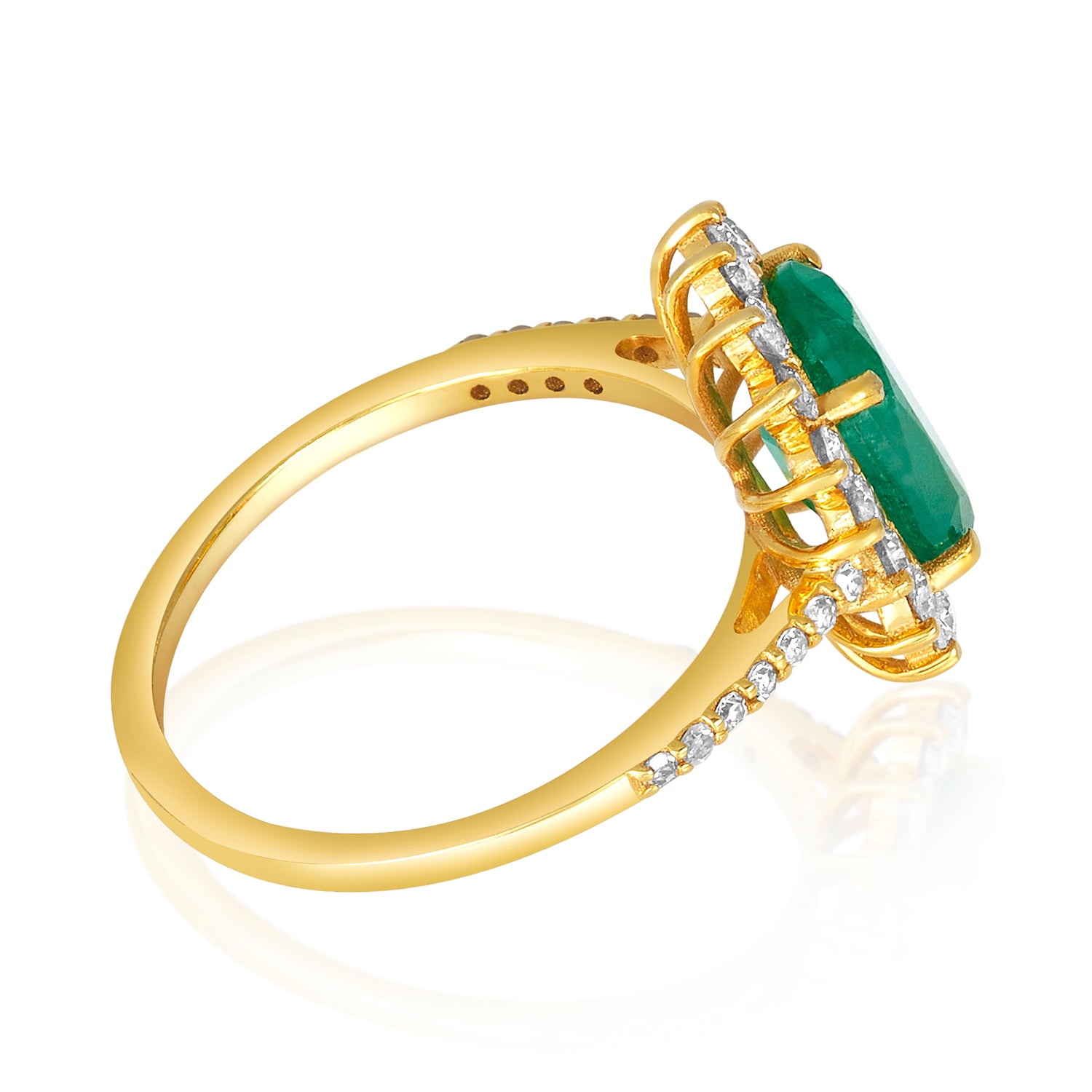 Sunburst Diamond Emerald ring