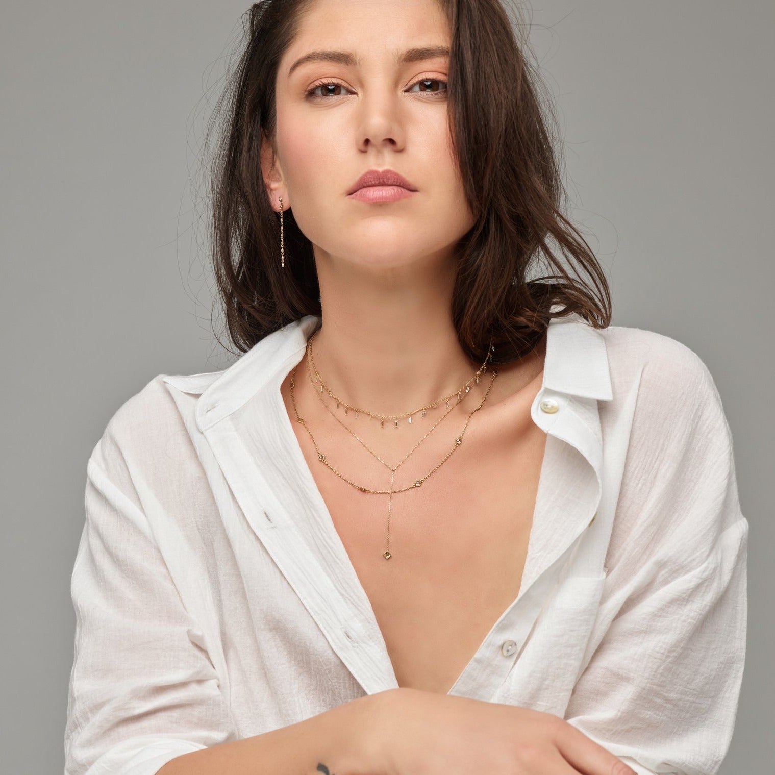 Dangling Lab-grown Diamond Link Earrings