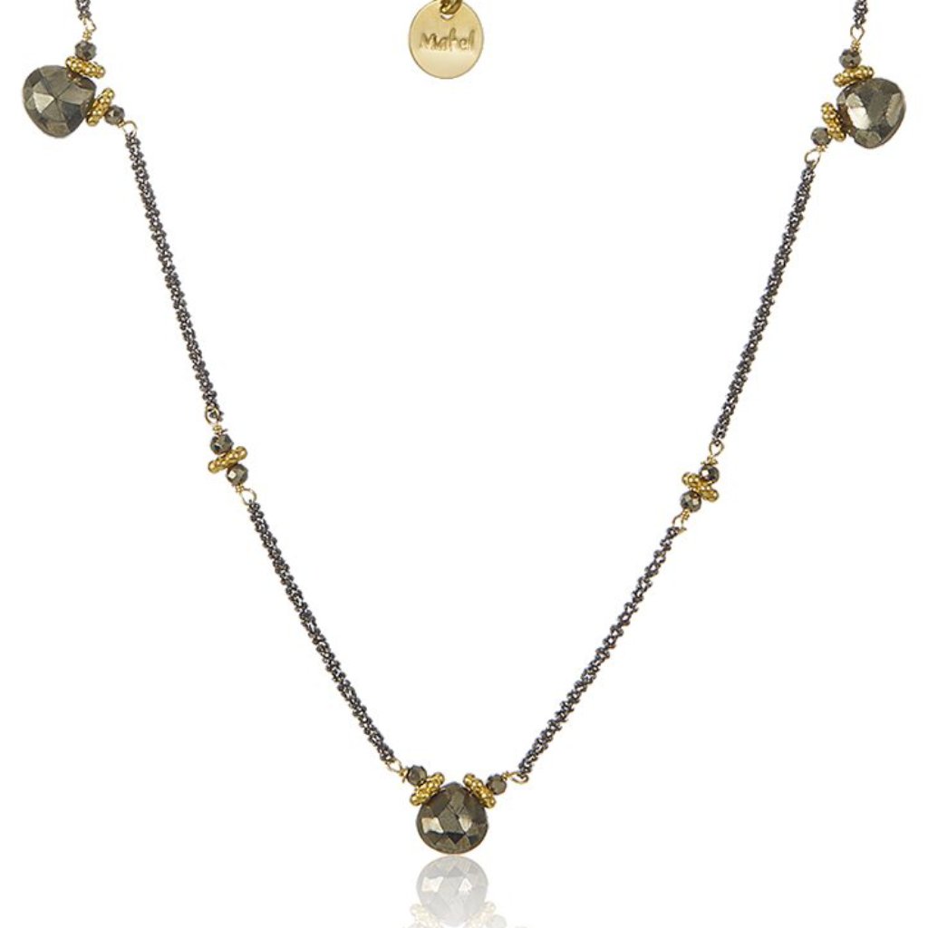 Flapper Chic Pyrite Silver Necklace - Short