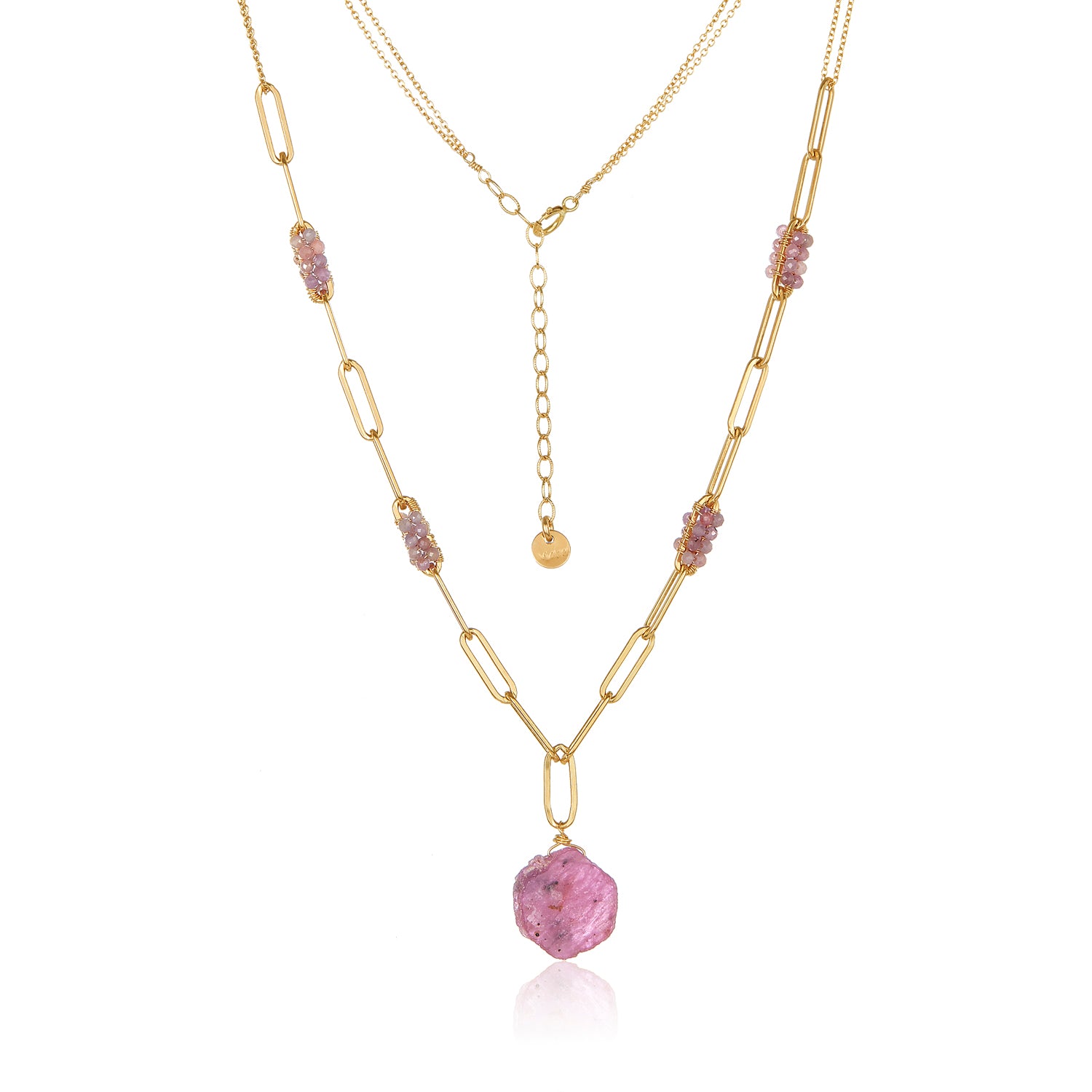 Polina Necklace Pink Sapphire Drop