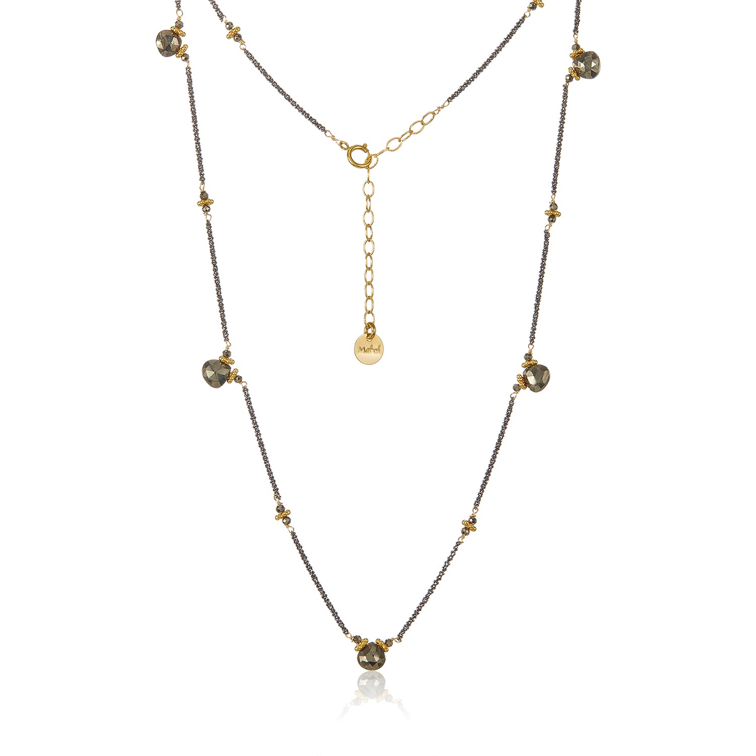 Flapper Chic Pyrite Silver Necklace - Short
