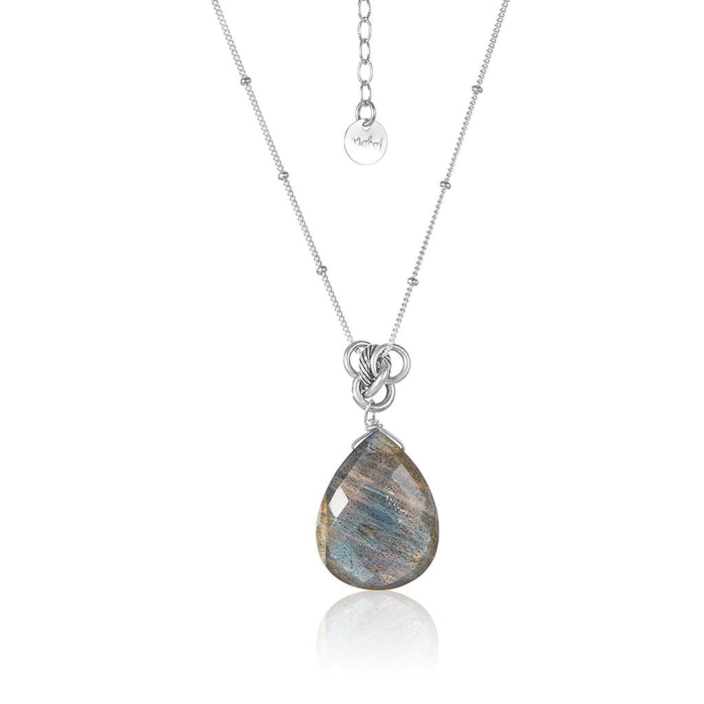 Labradorite Pear on Sterling Silver Necklace