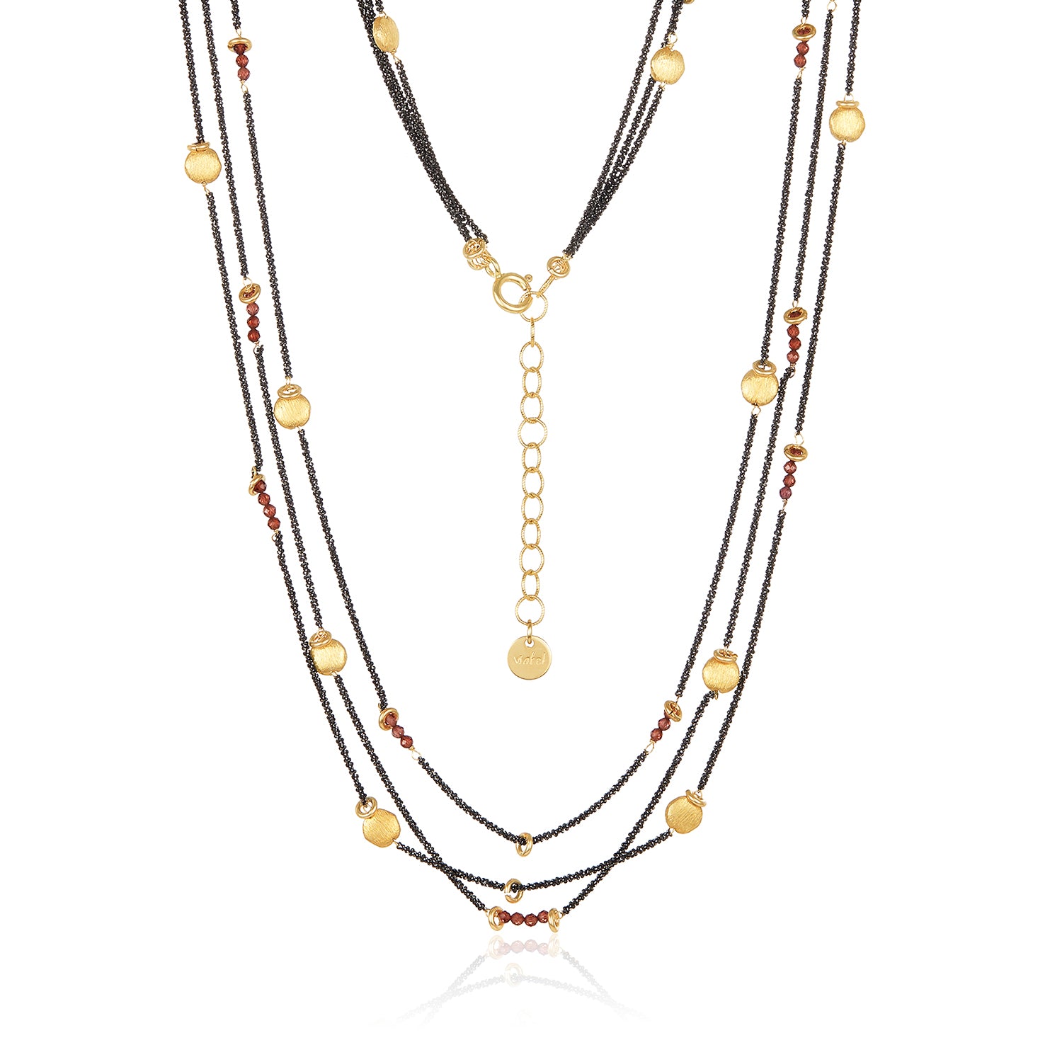 Half Moon Eclipse 3 Strand Necklace - Garnet