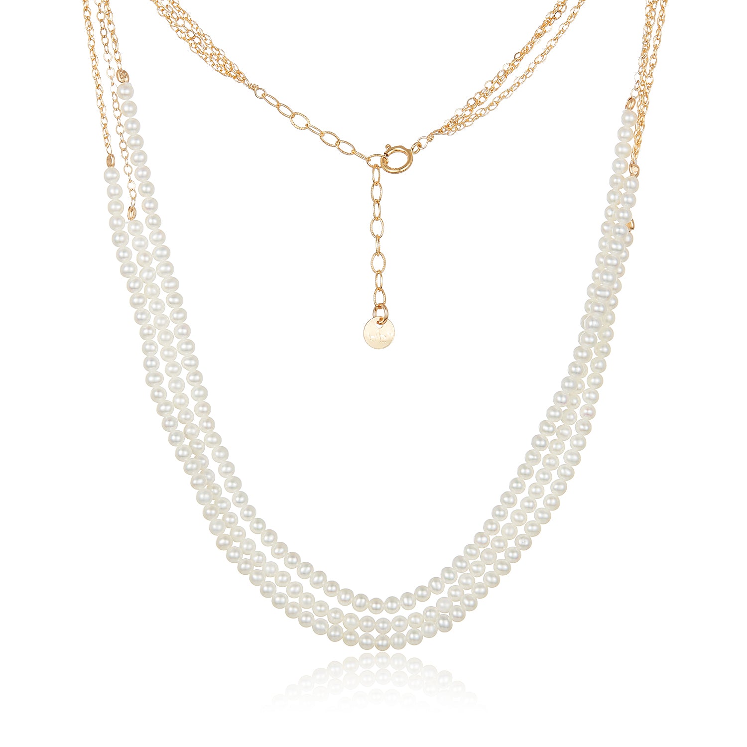 Trio Pearl Necklace In 14K